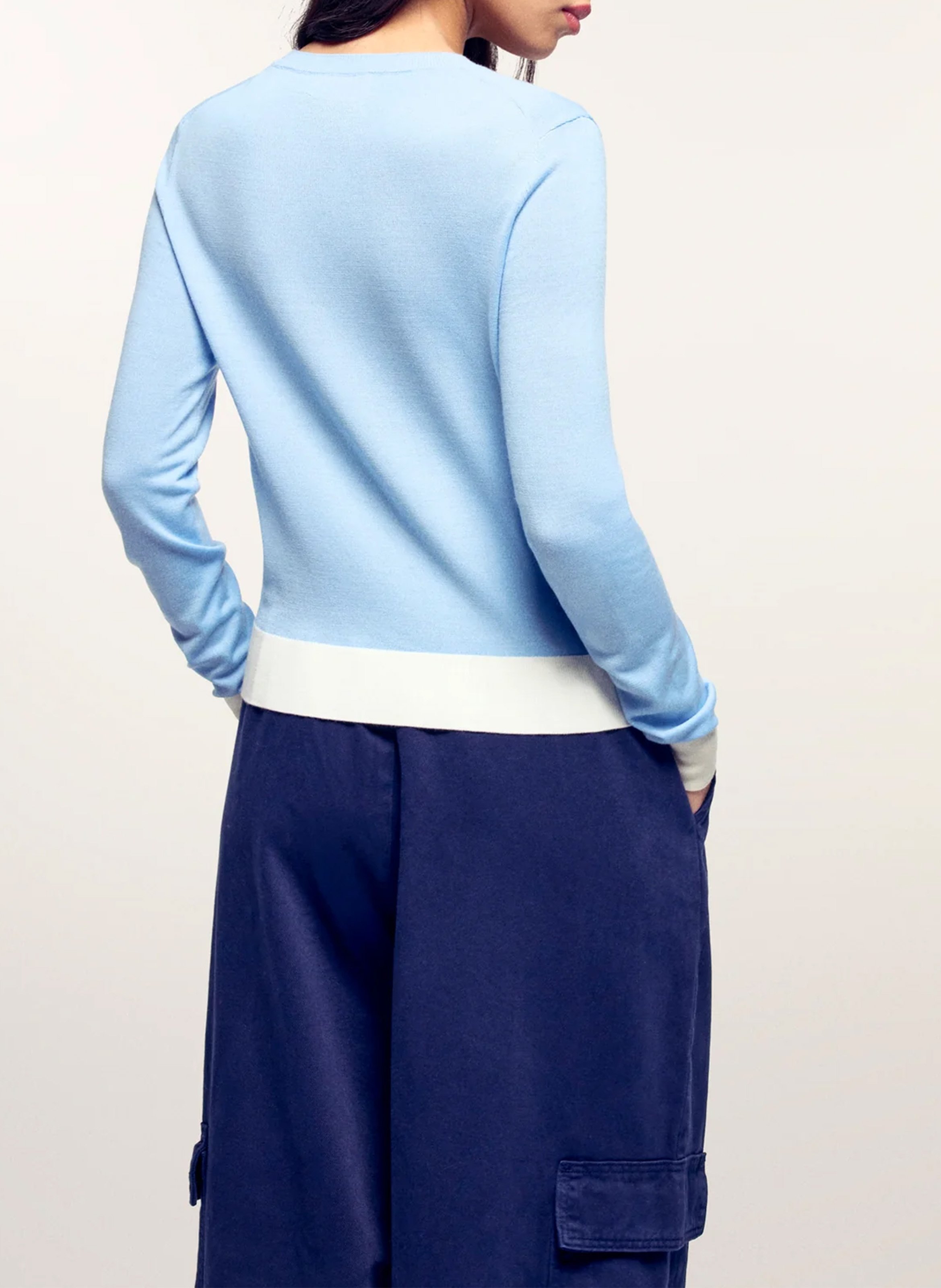 Pull droit col rond en laine FROM FUTURE Blue