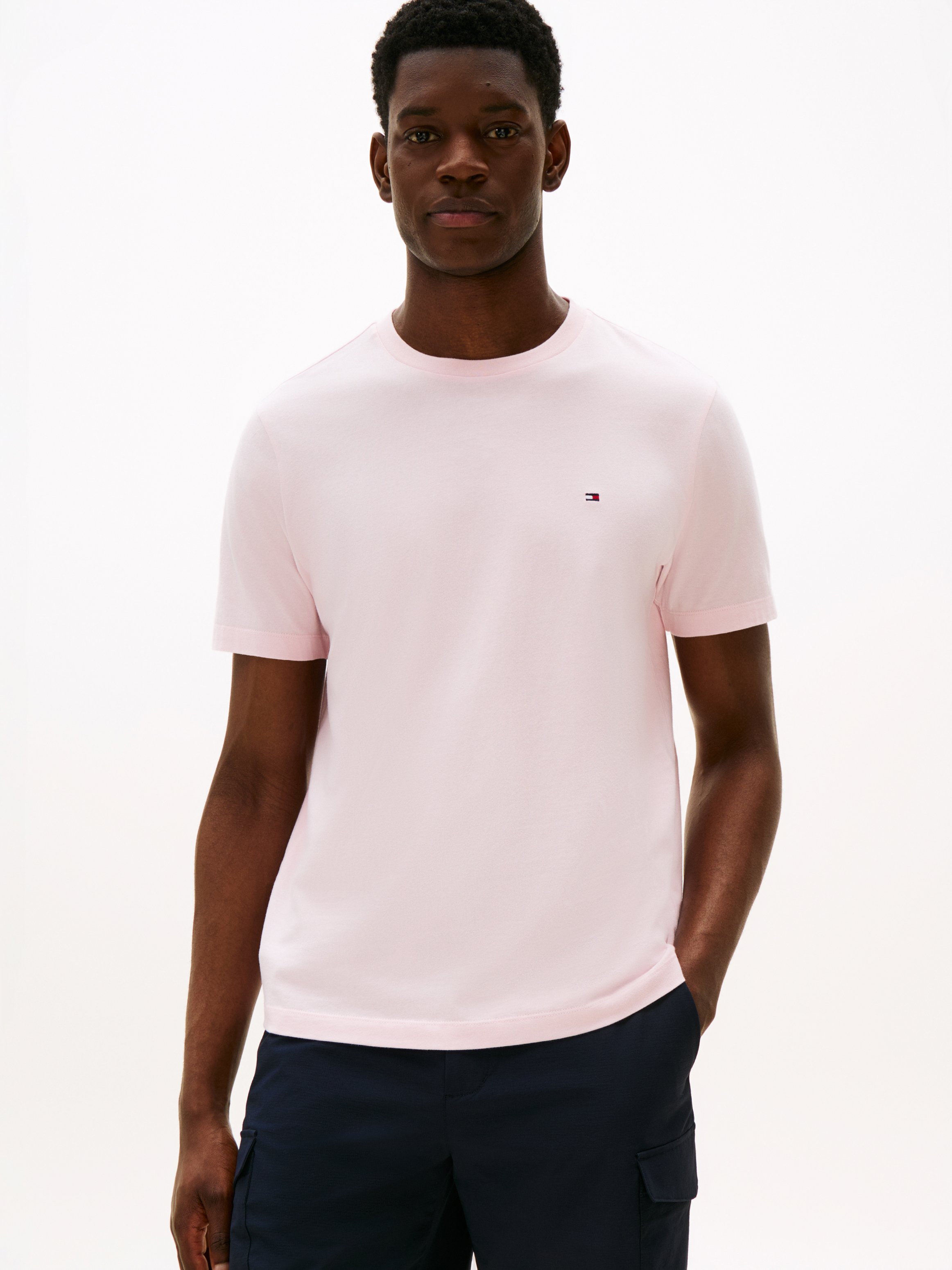 Tee-shirt à col rond en coton TOMMY HILFIGER Rose
