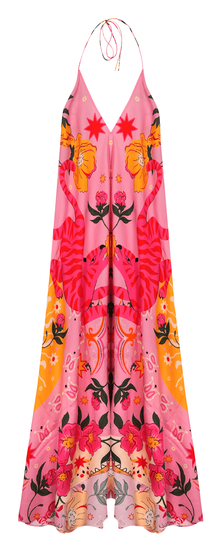 Long loose-fit printed dress WILD Pink