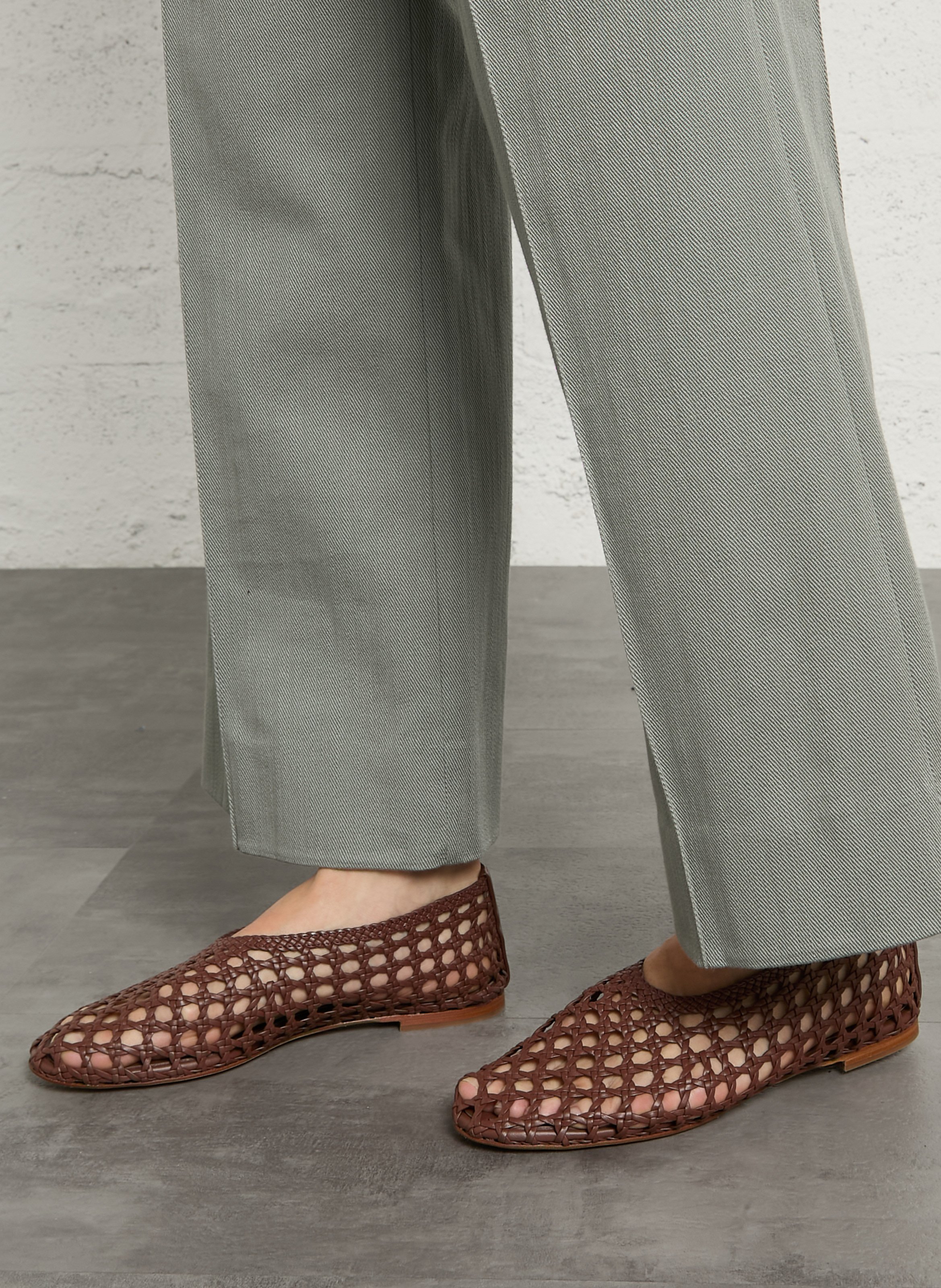 Ballerinas aus geflochtenem Leder AUGUSTA Braun