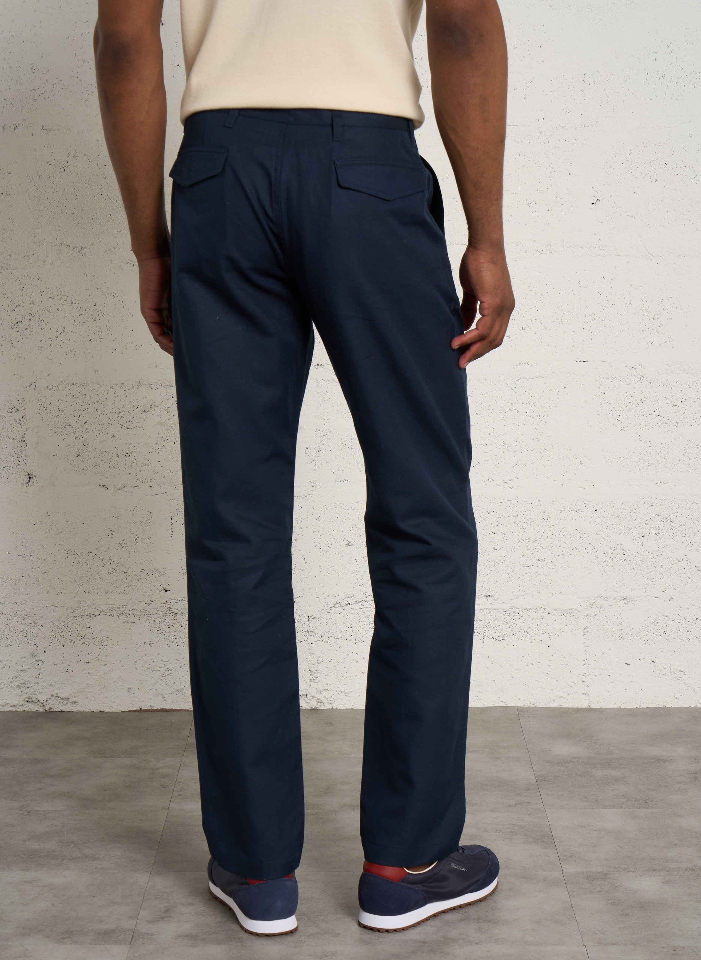Pantalon droit en coton et lin mélangé PAUL SMITH Bleu