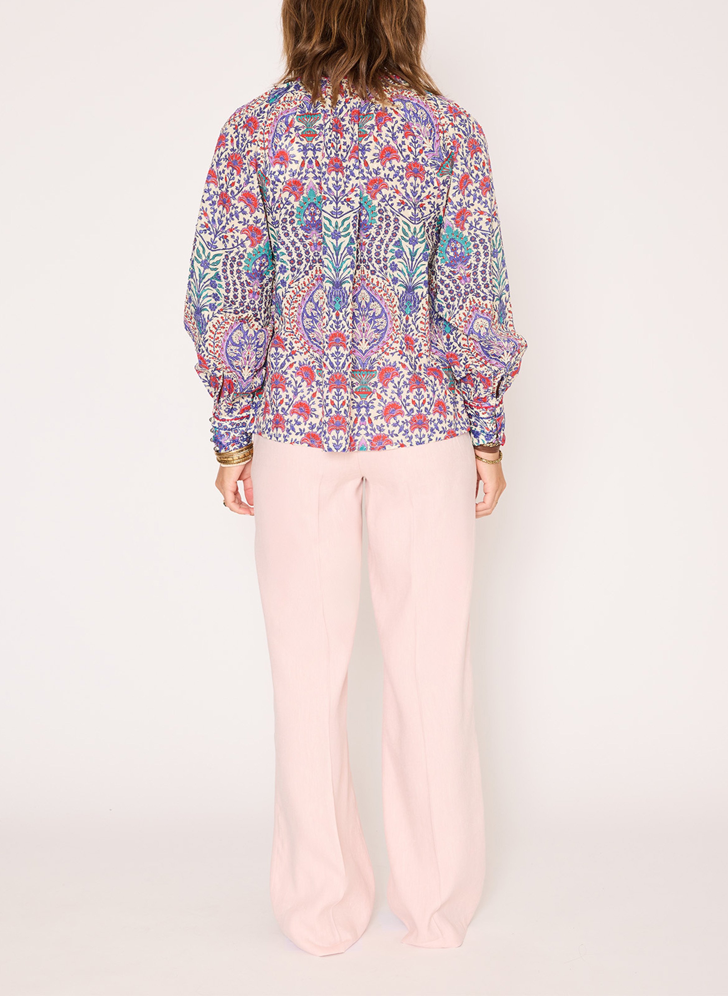 Weit geschnittene Hose aus Leinen-Mix MKT Rosa