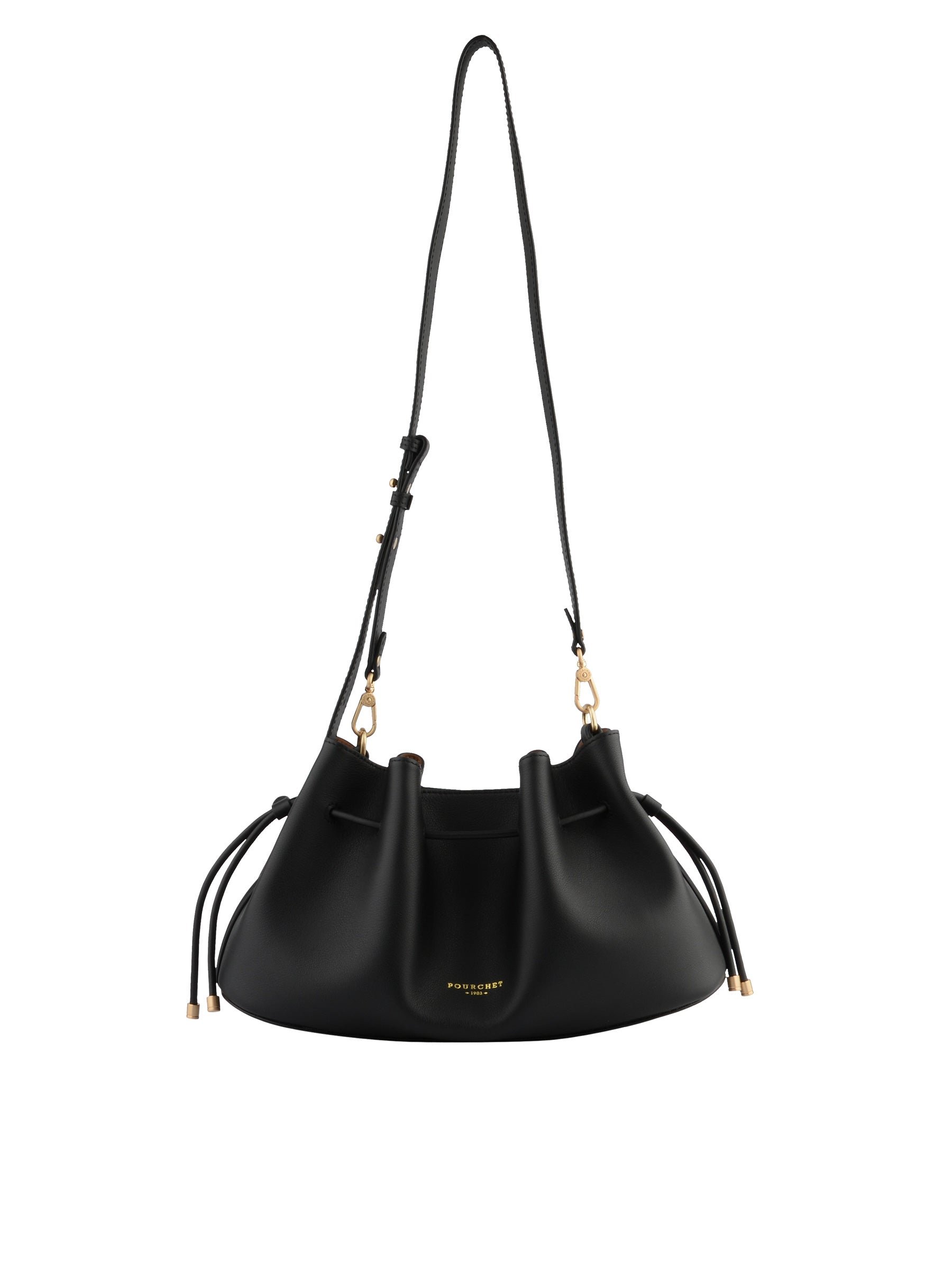 Calfskin leather shoulder bag POURCHET Black