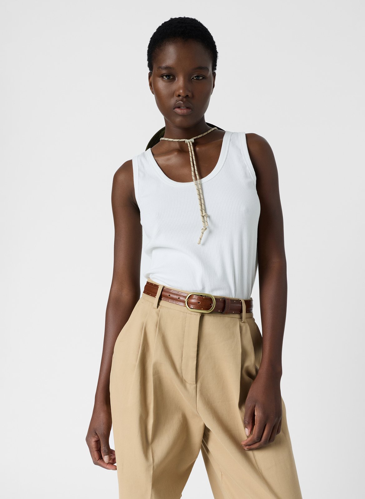 Pantalon large en coton mélangé GERARD DAREL Marron