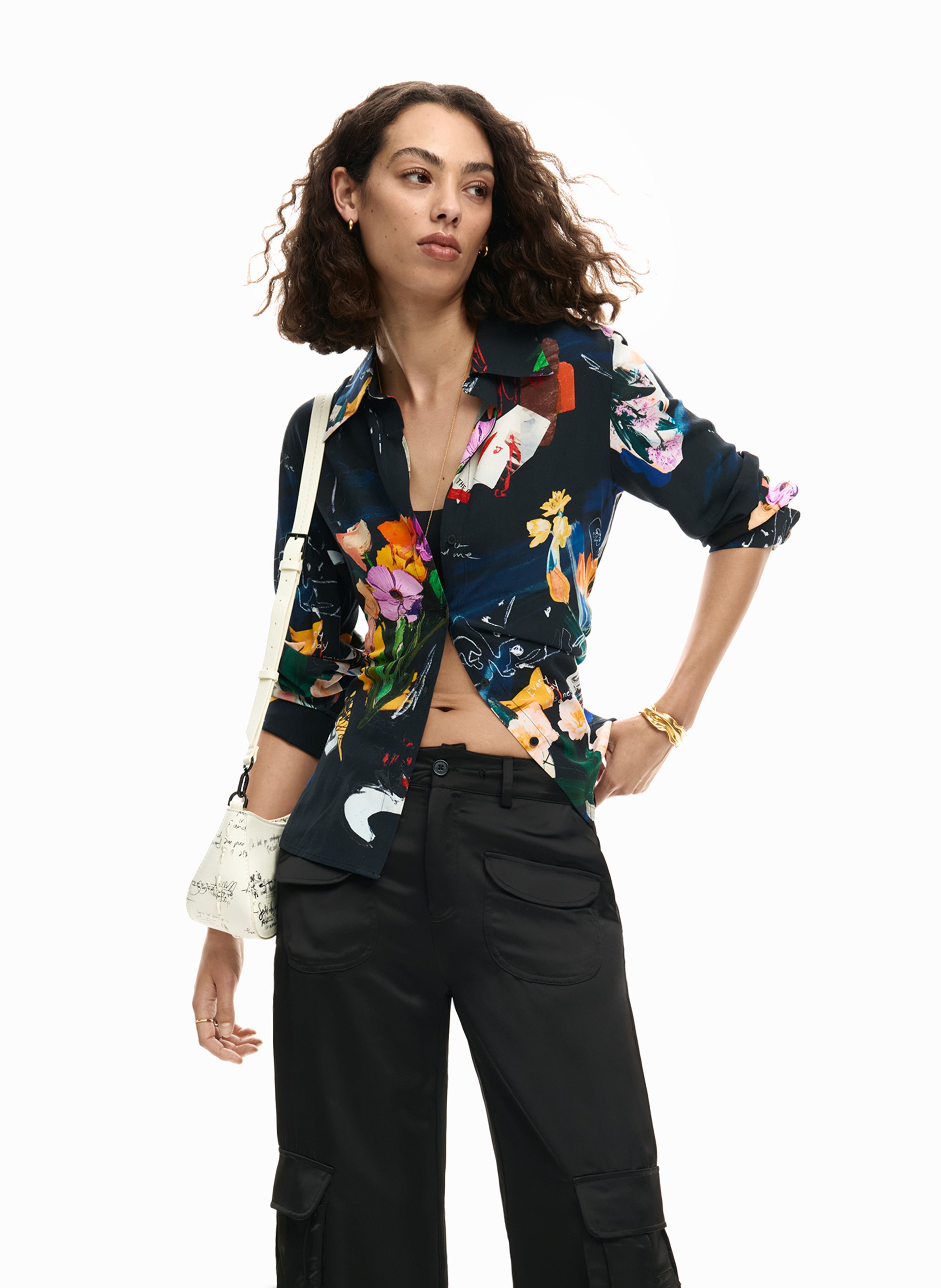Floral print blouse DESIGUAL Black