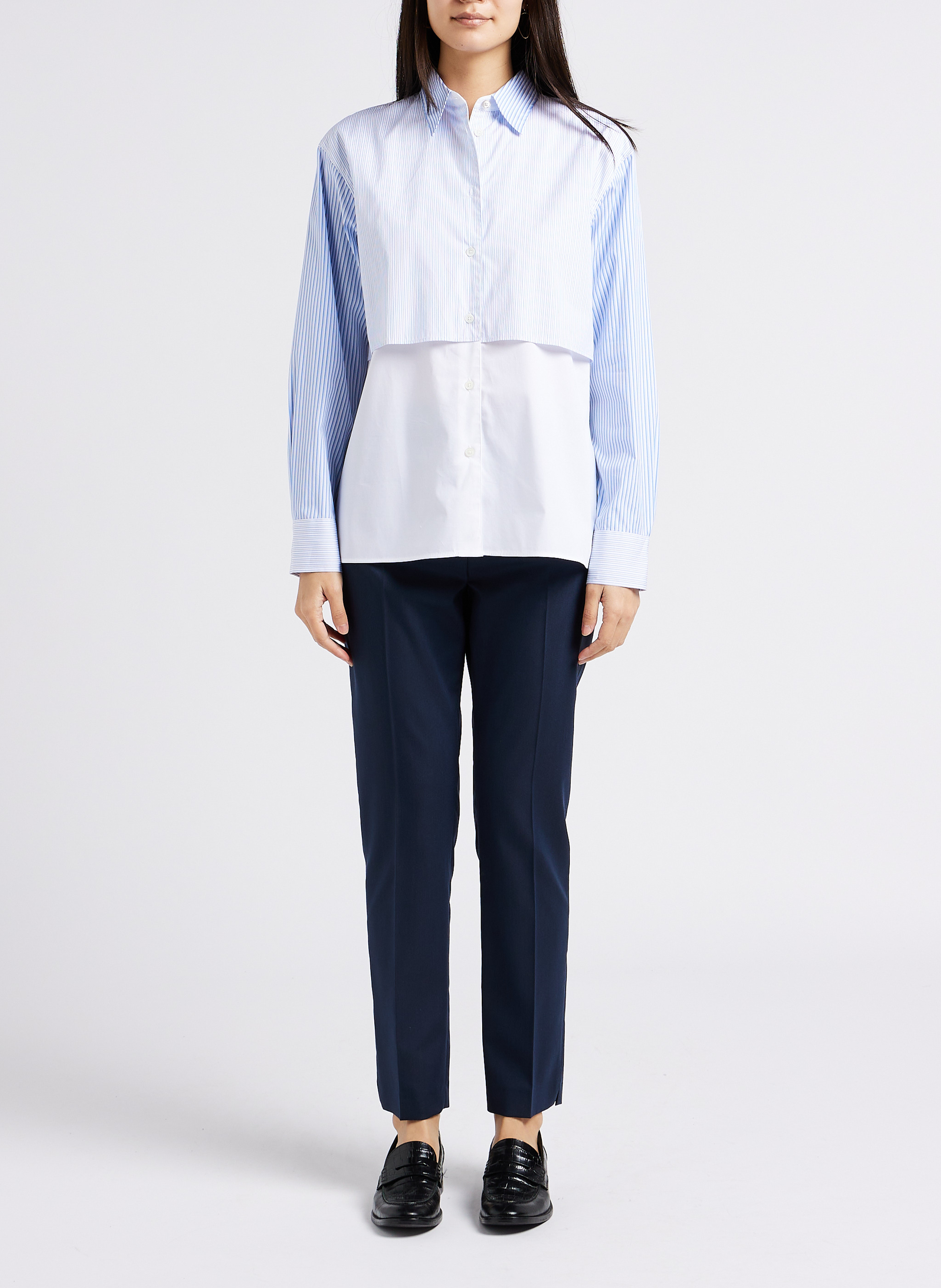 Rechte, katoenen blouse met klassieke kraag PAUL SMITH Wit