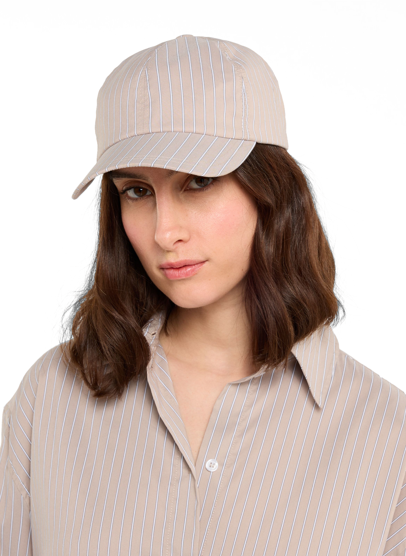 Casquette en coton rayé SAISON 1865 Beige