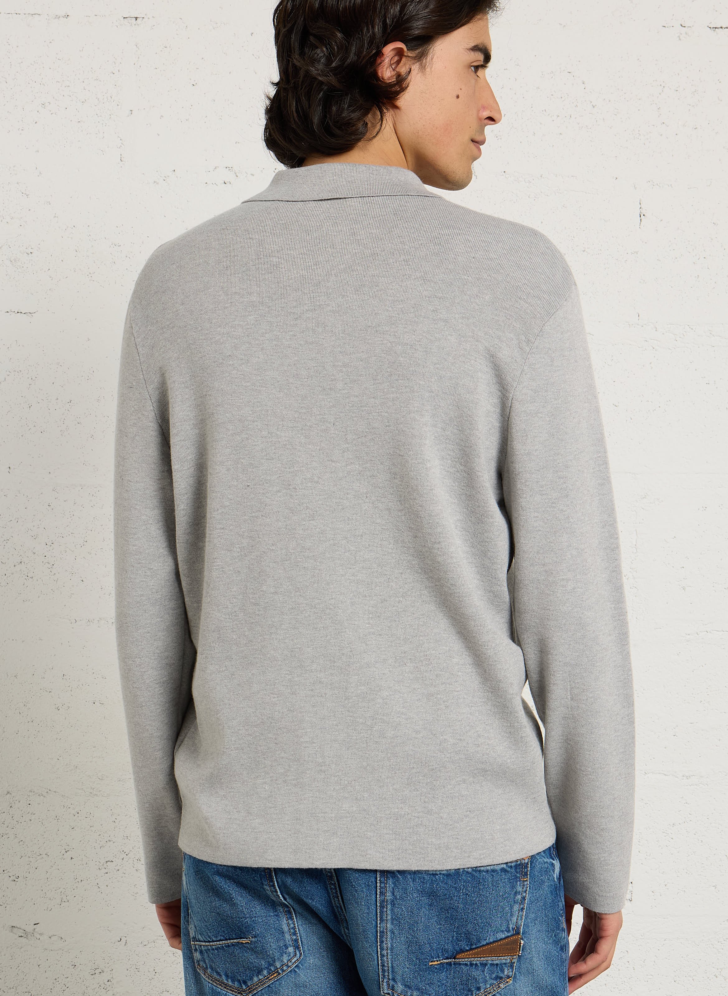Classic straight knit cardigan with a regular collar IKKS Grey