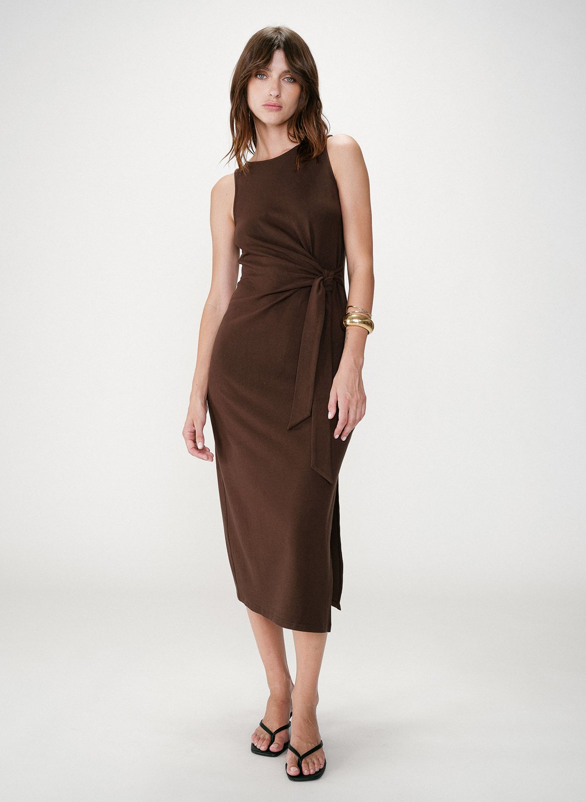 Robe midi col rond  GRACE ET MILA Marron