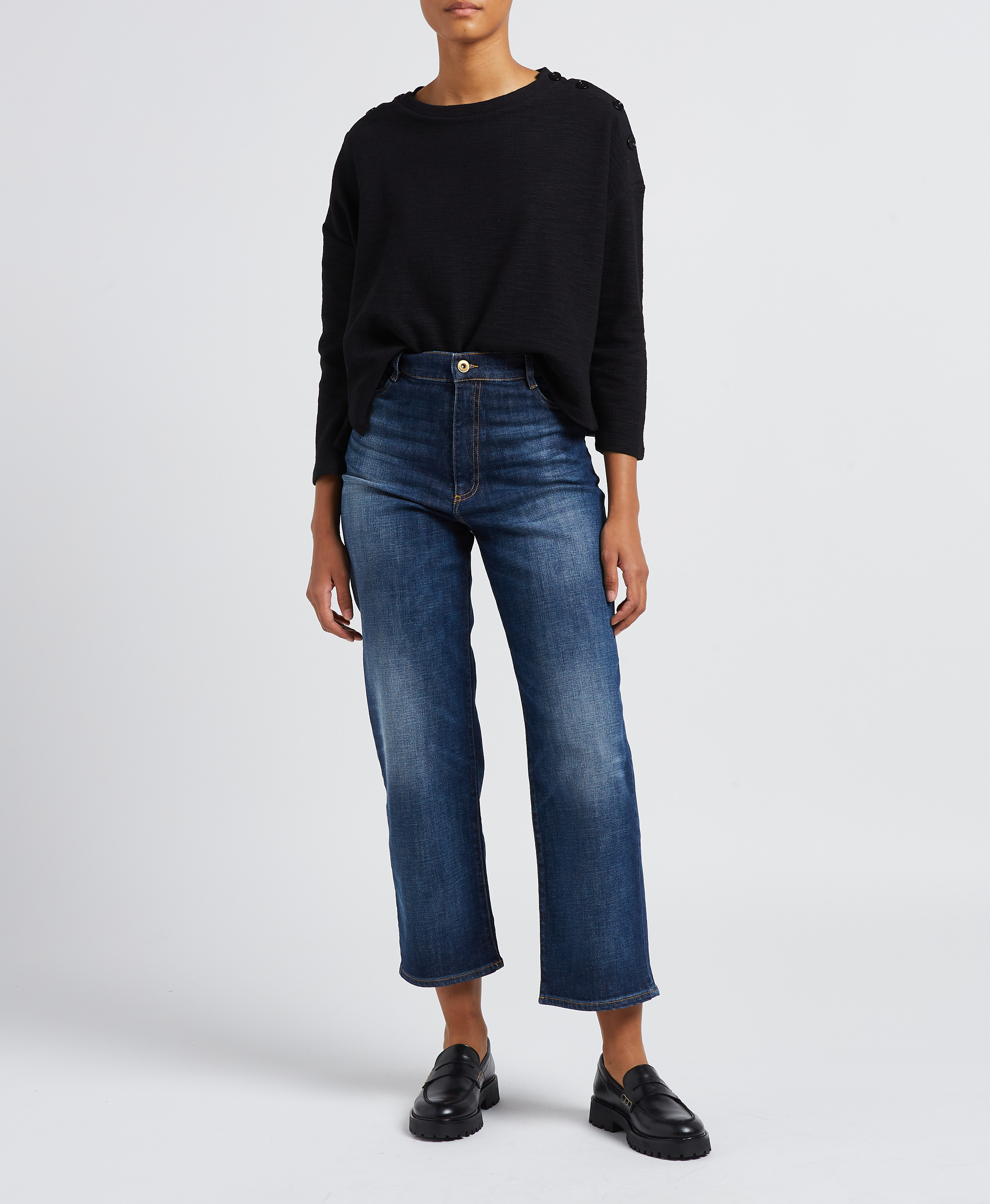 Jean droit taille haute délavé SESSUN Bleu