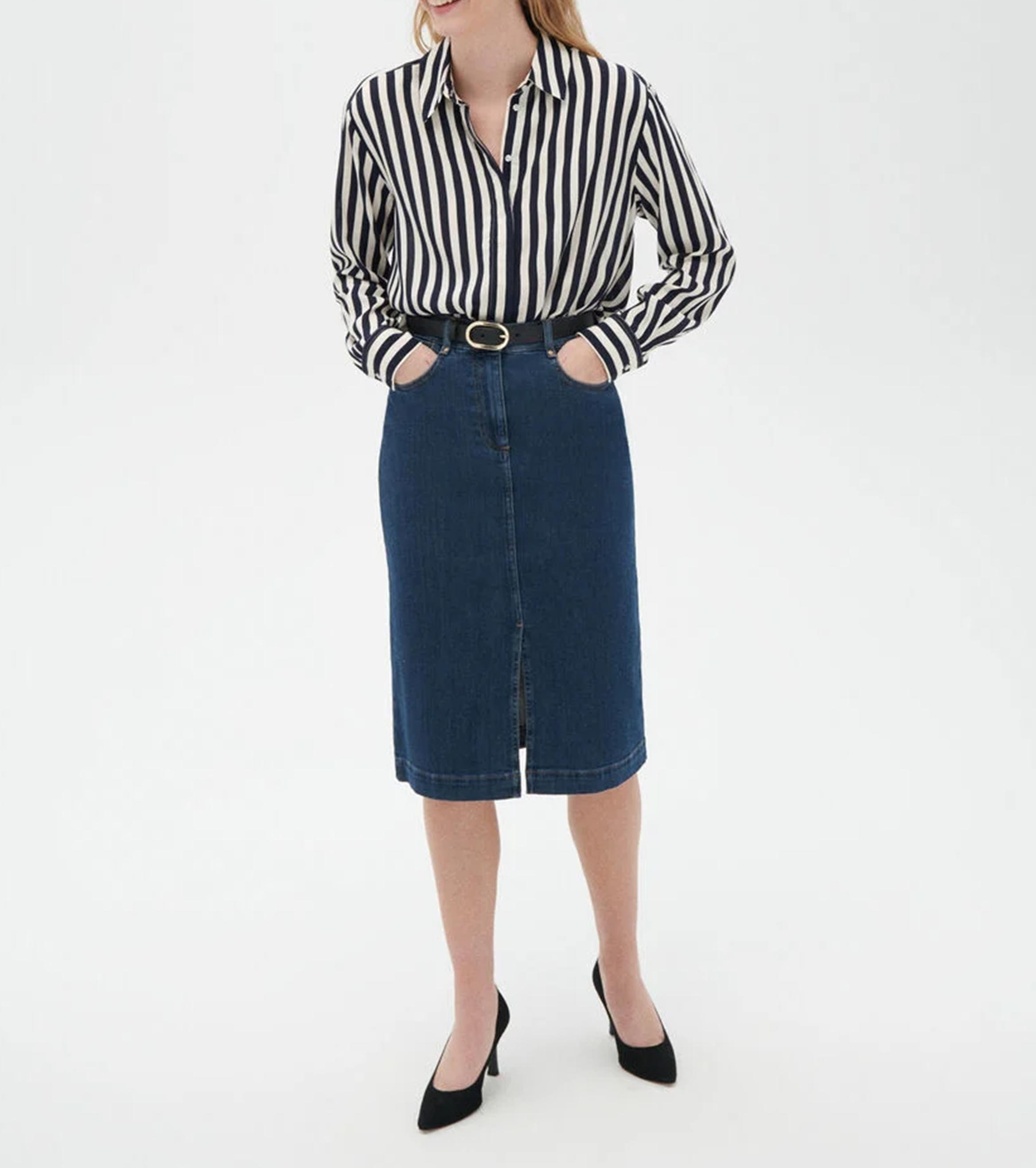 Chemise à rayures col classique CAROLL Bleu