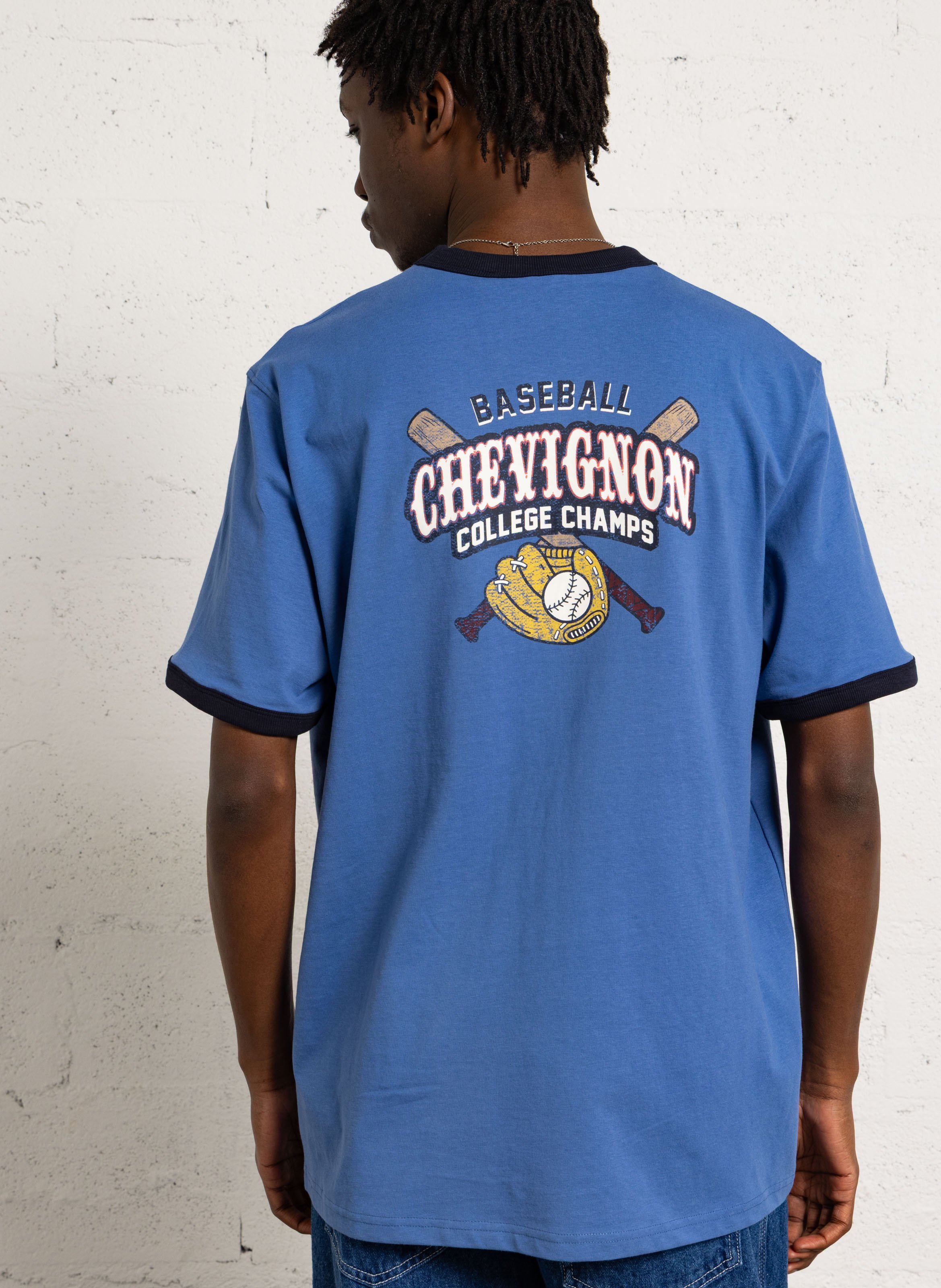 Straight screen-printed round-neck T-shirt CHEVIGNON Blue