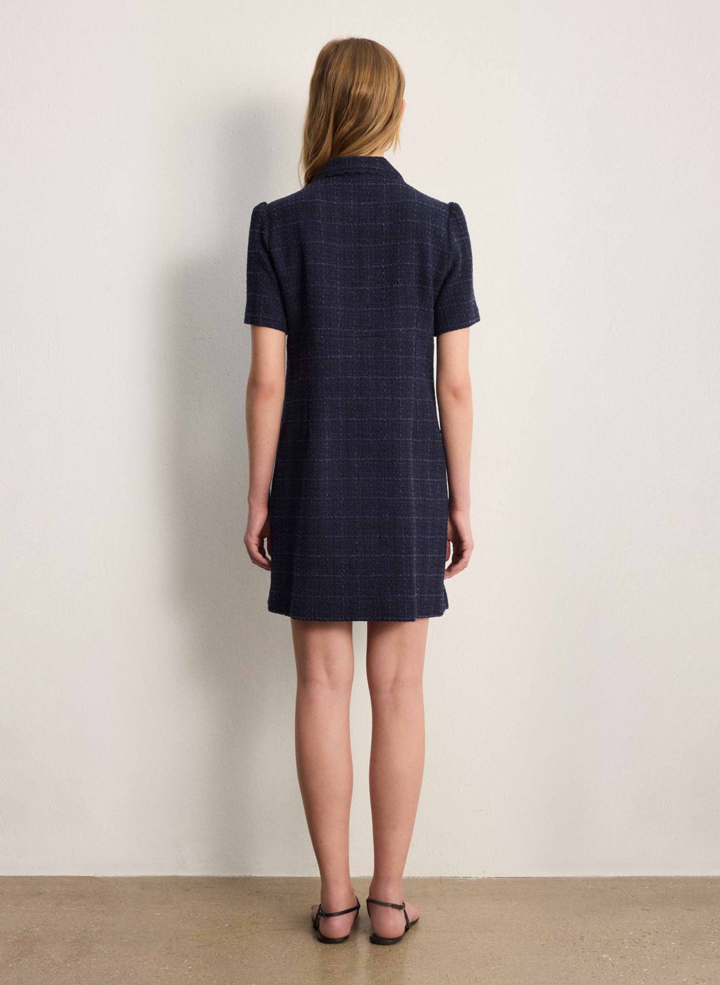 Robe courte col classique en coton mélangé PABLO Blue