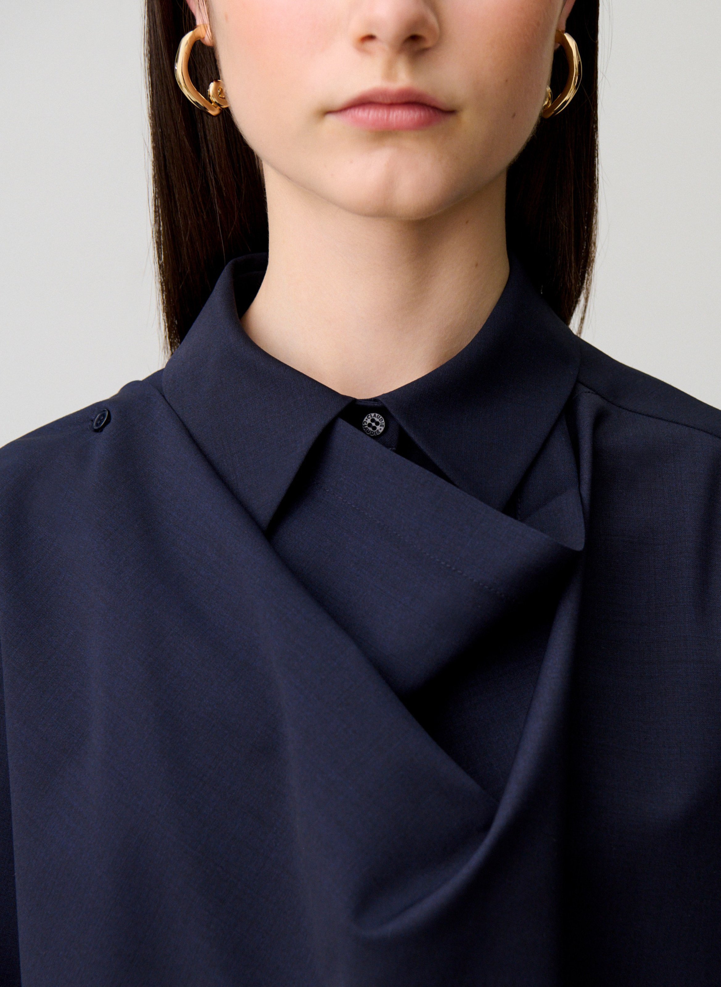 Oversized overhemd van gemengde wol CLAUDIE PIERLOT Blauw