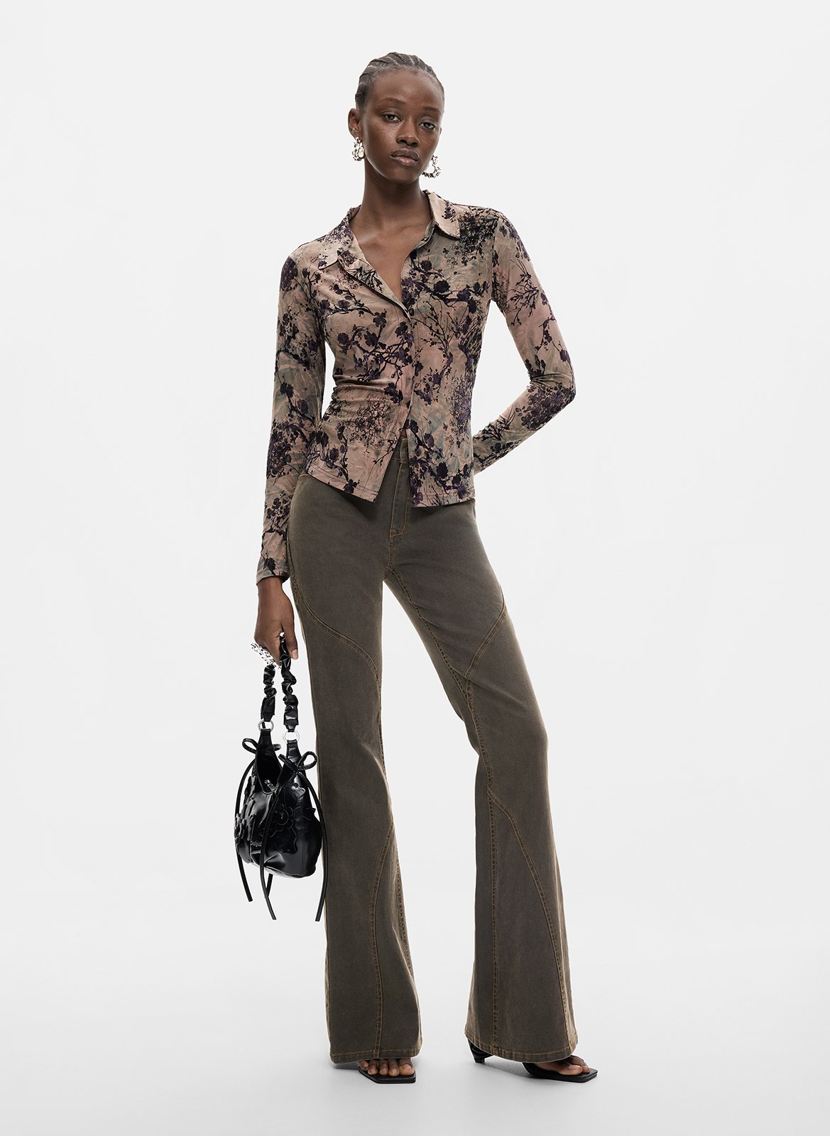 Getailleerd shirt met print DESIGUAL Zwart