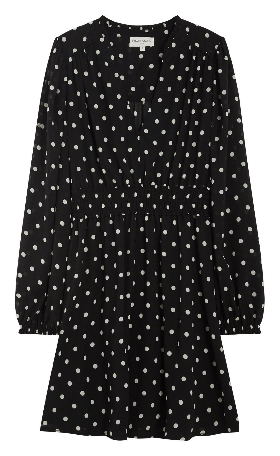 Robe courte col V imprimée GRACE ET MILA Noir