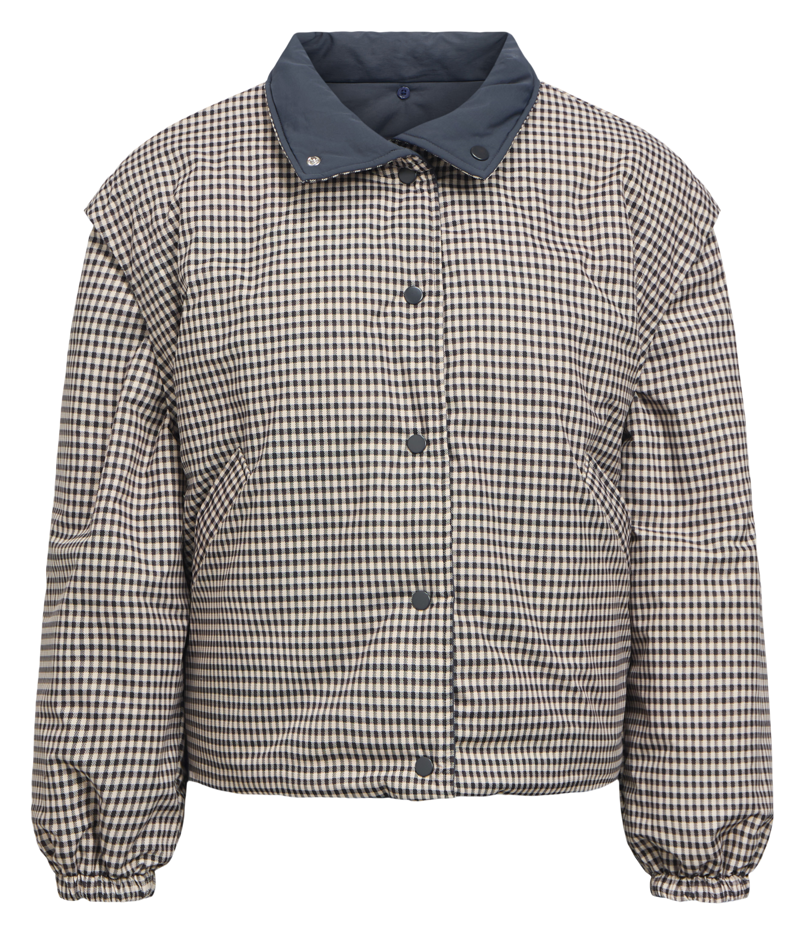 Printed padded jacket with high collar OBJECT Grey