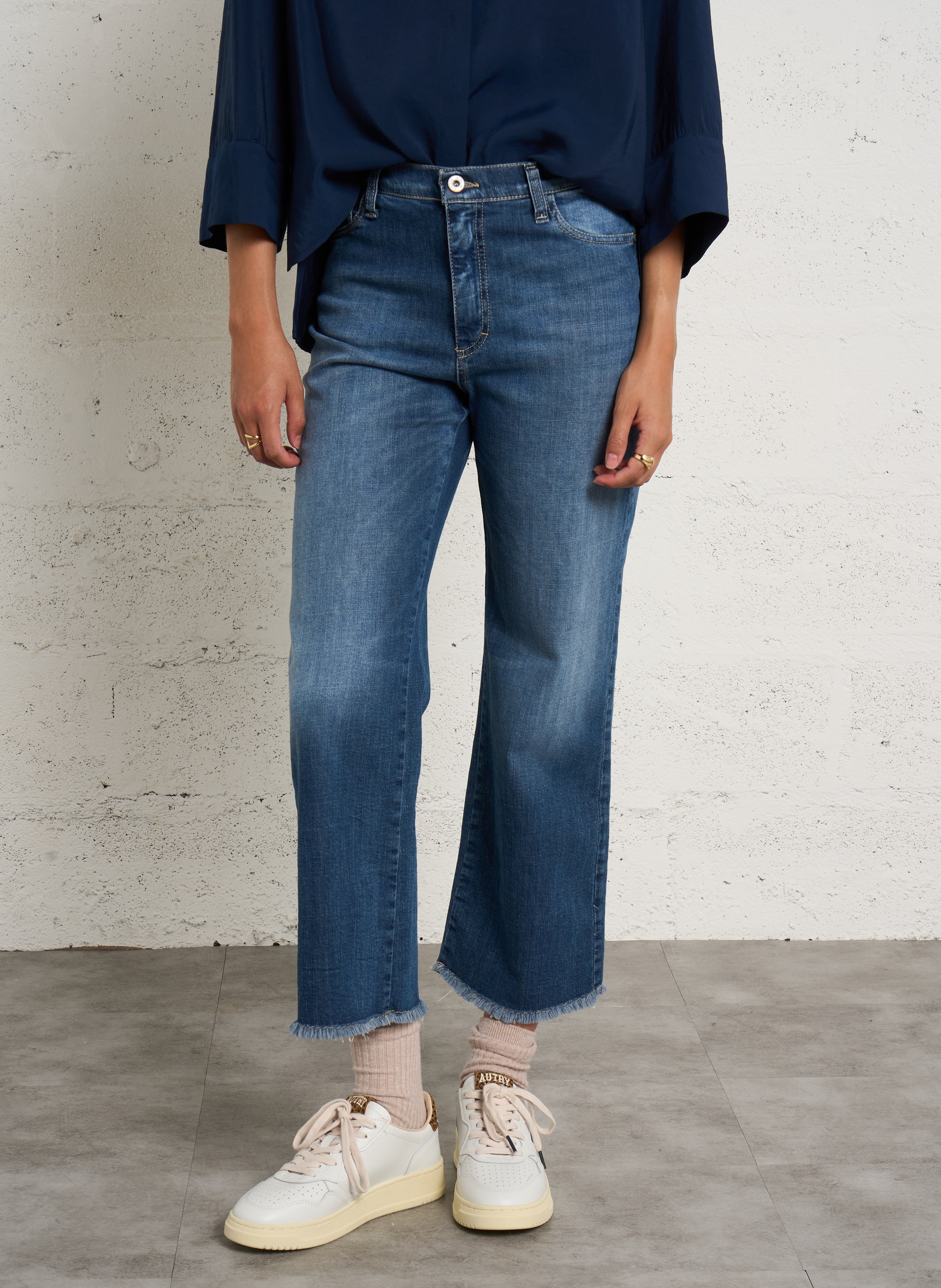 Cotton-blend straight-leg jeans PLEASE Blue