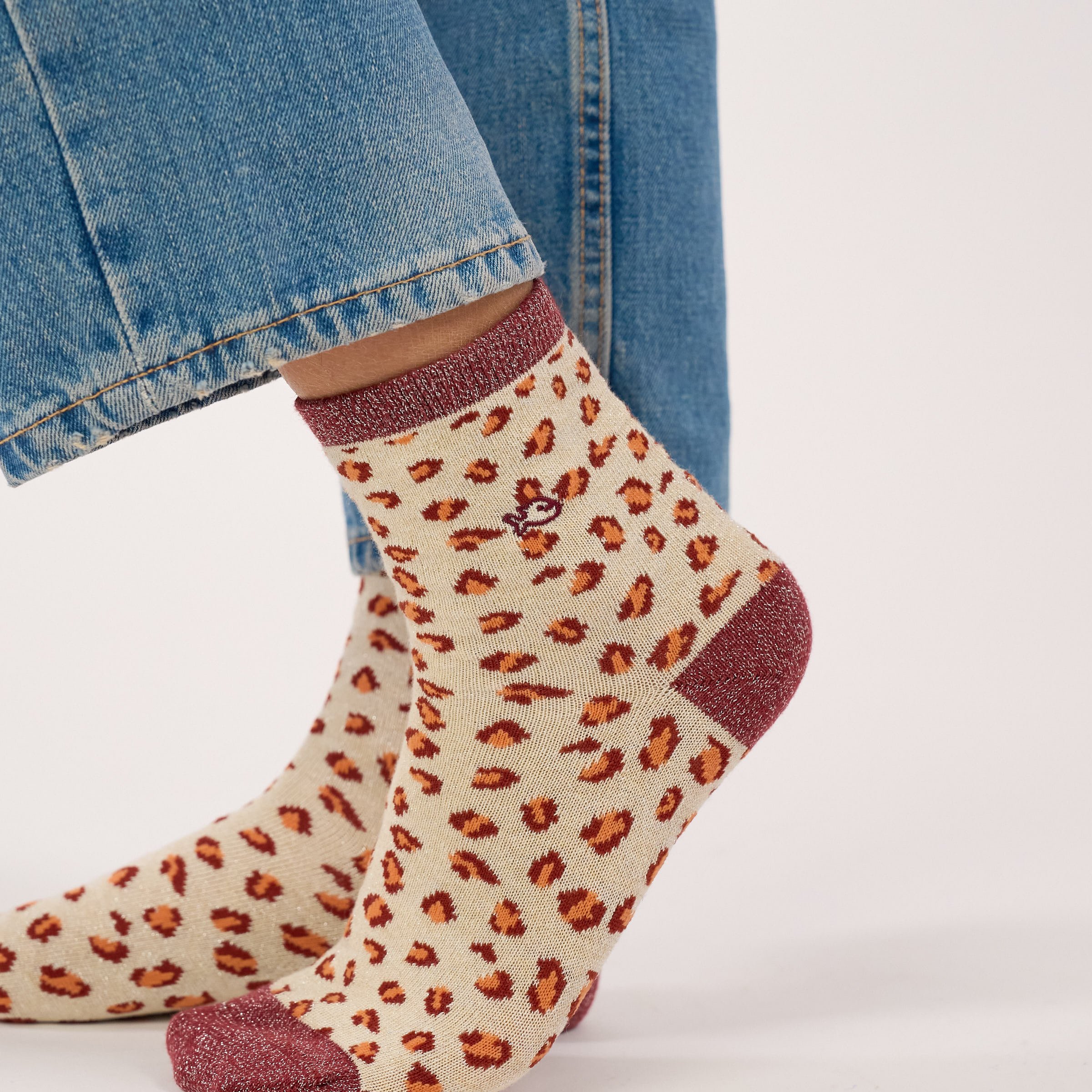 Leopard Combed Cotton Socks | Beige BILLYBELT Women