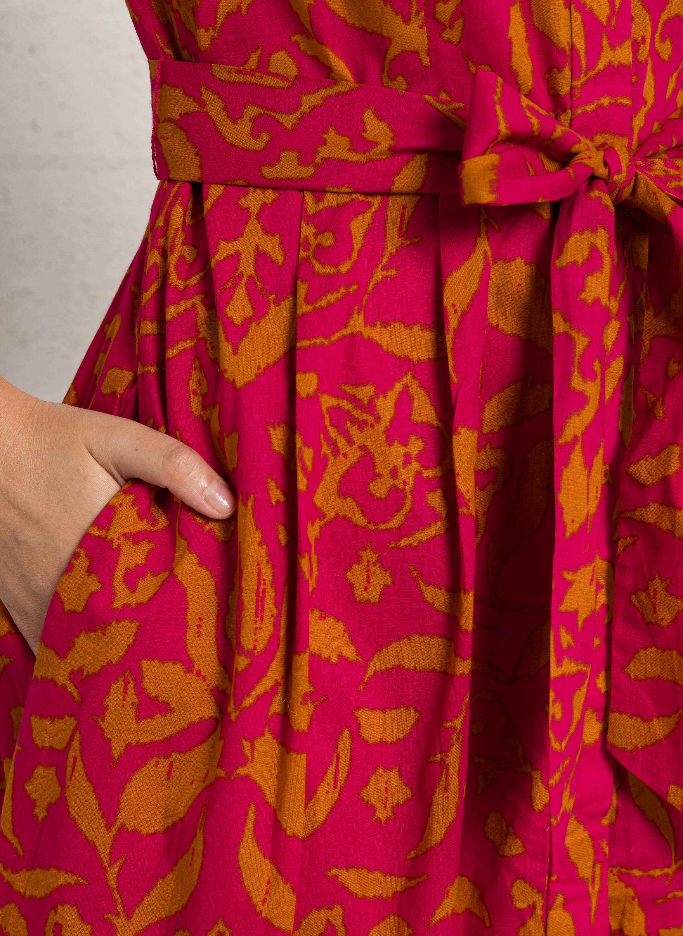 Midi-Kleid mit Baumwolldruck MAISON 123 Rosa