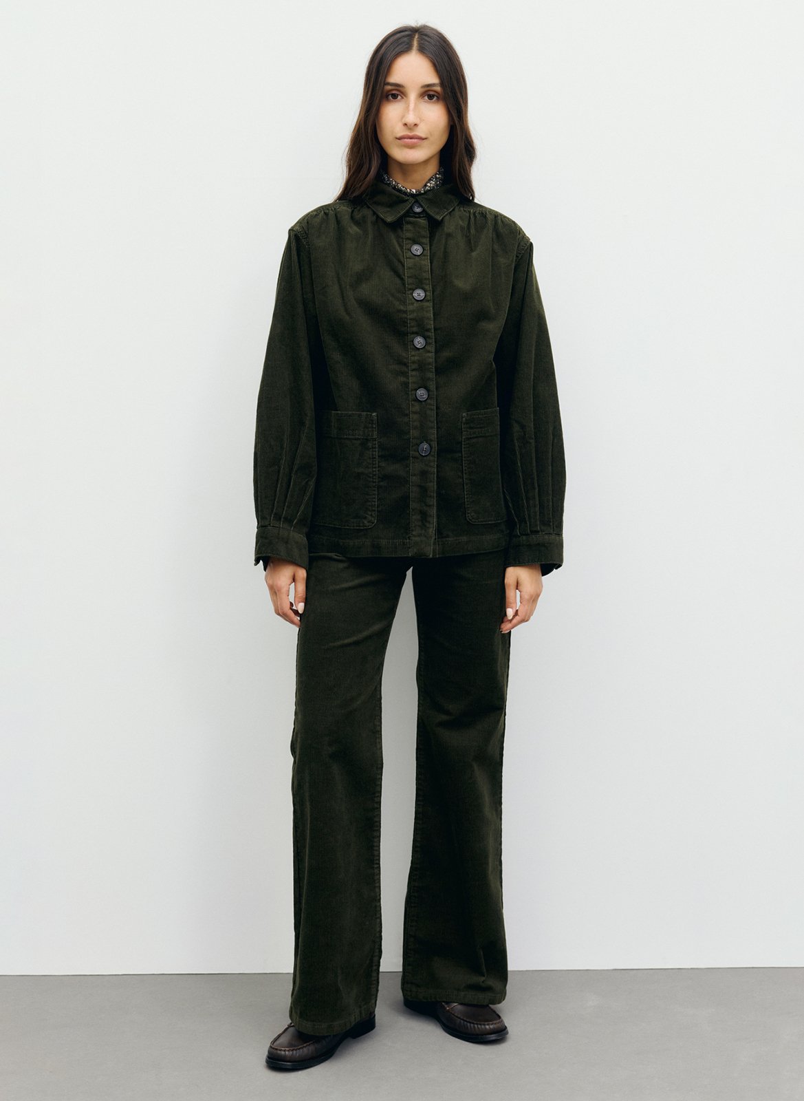 Veste droite col classique en coton mélangé GERARD DAREL Kaki
