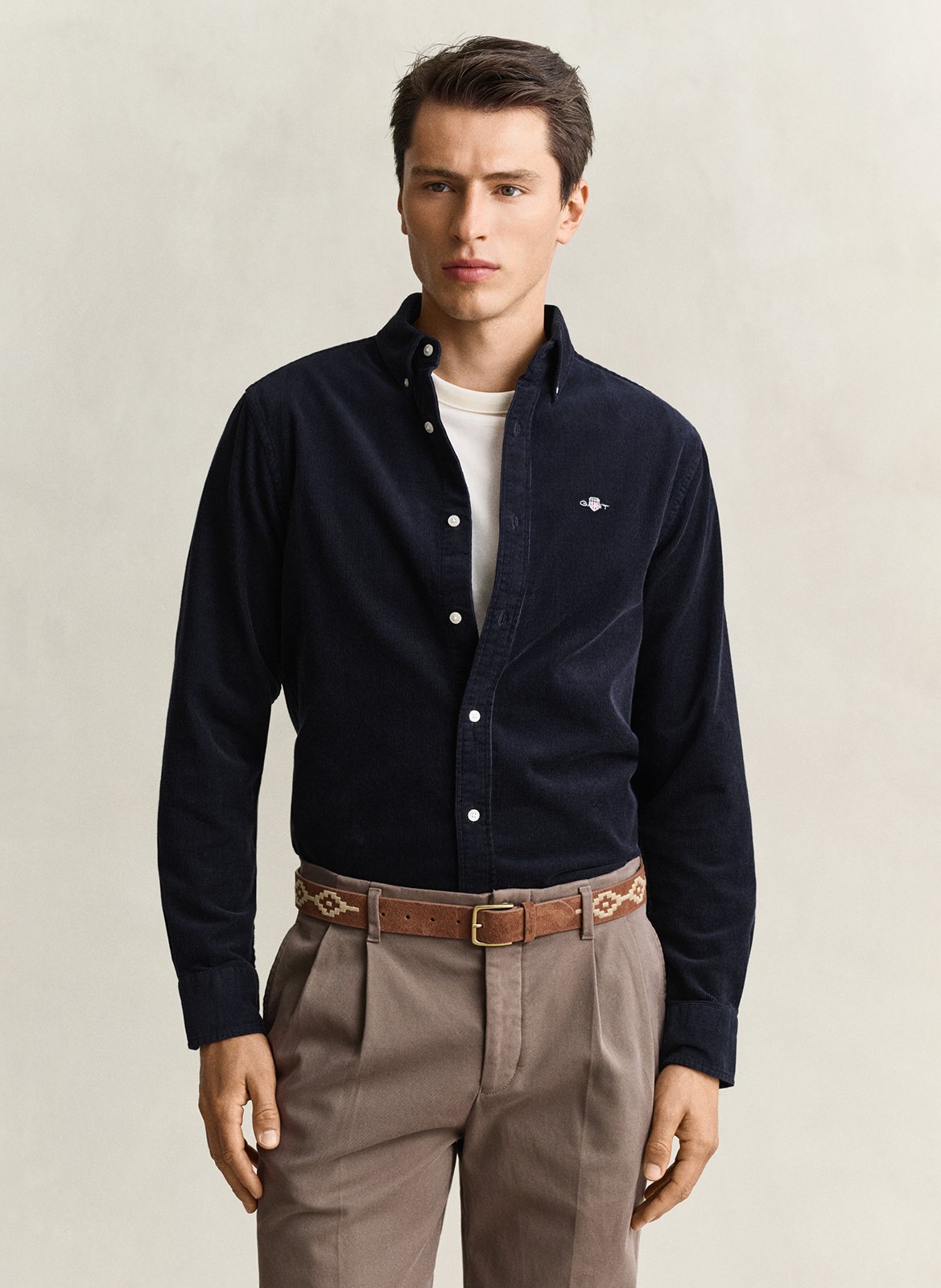 Chemise droite col classique en coton GANT Bleu