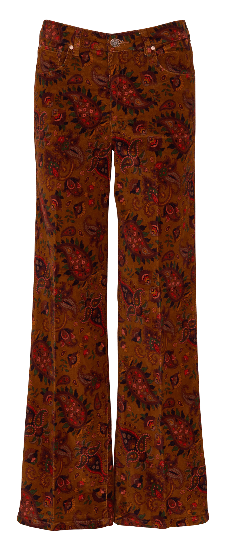 Straight wide-leg velvet printed pants in blended cotton. MKT Brown