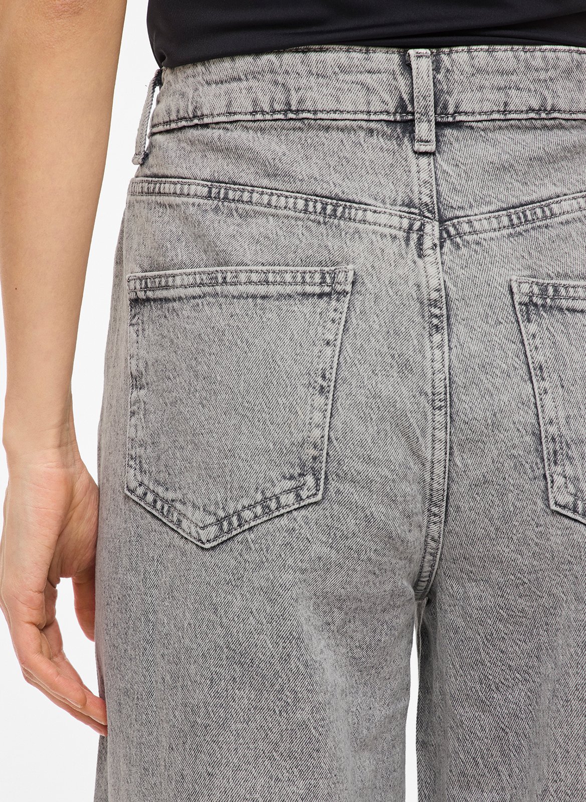 Hohe Taille weite einfarbige Jeans VILA Grau