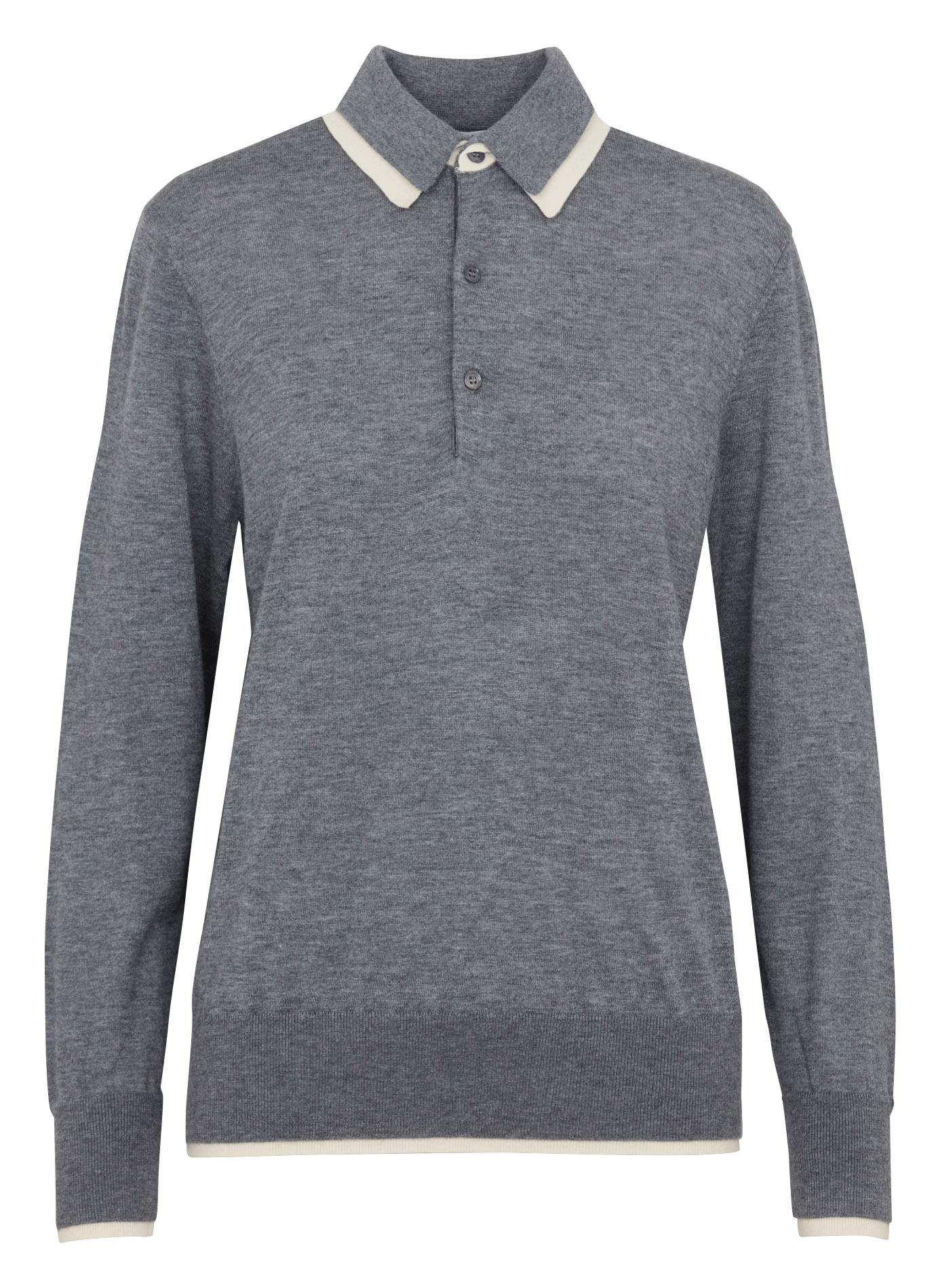 Polo droit en laine, cachemire et soie MAJESTIC FILATURES Gris