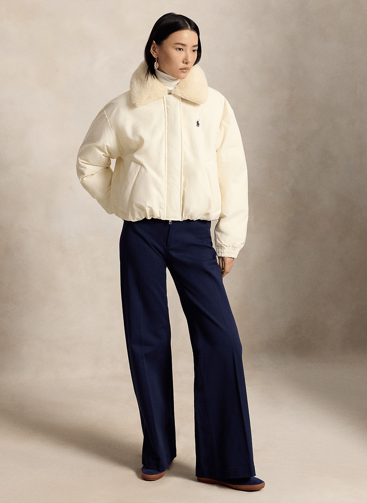 Puffer Jacket with Removable Sherpa Collar POLO RALPH LAUREN Beige