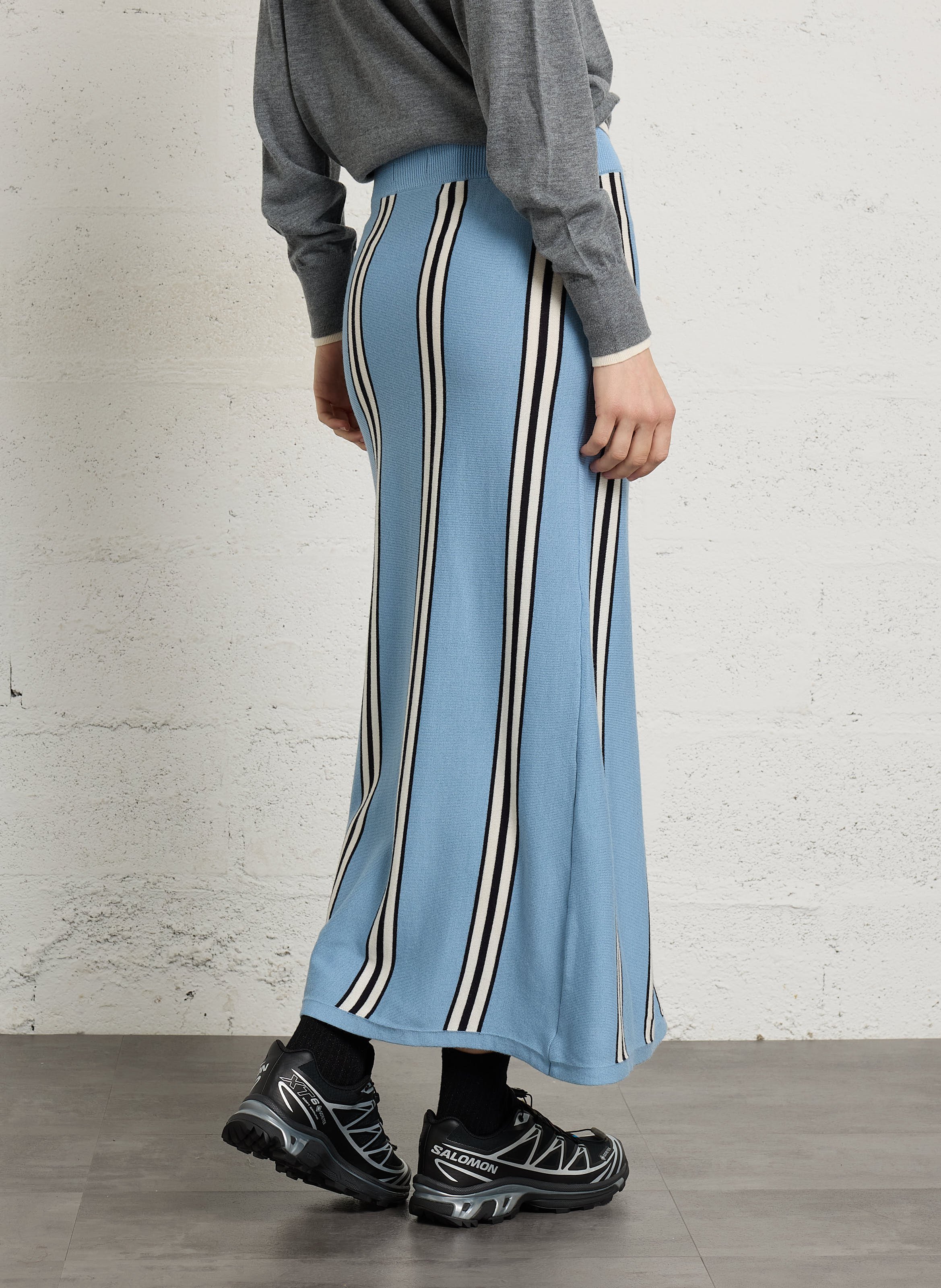 Jupe droite longue en laine THE TINY BIG SISTER Bleu