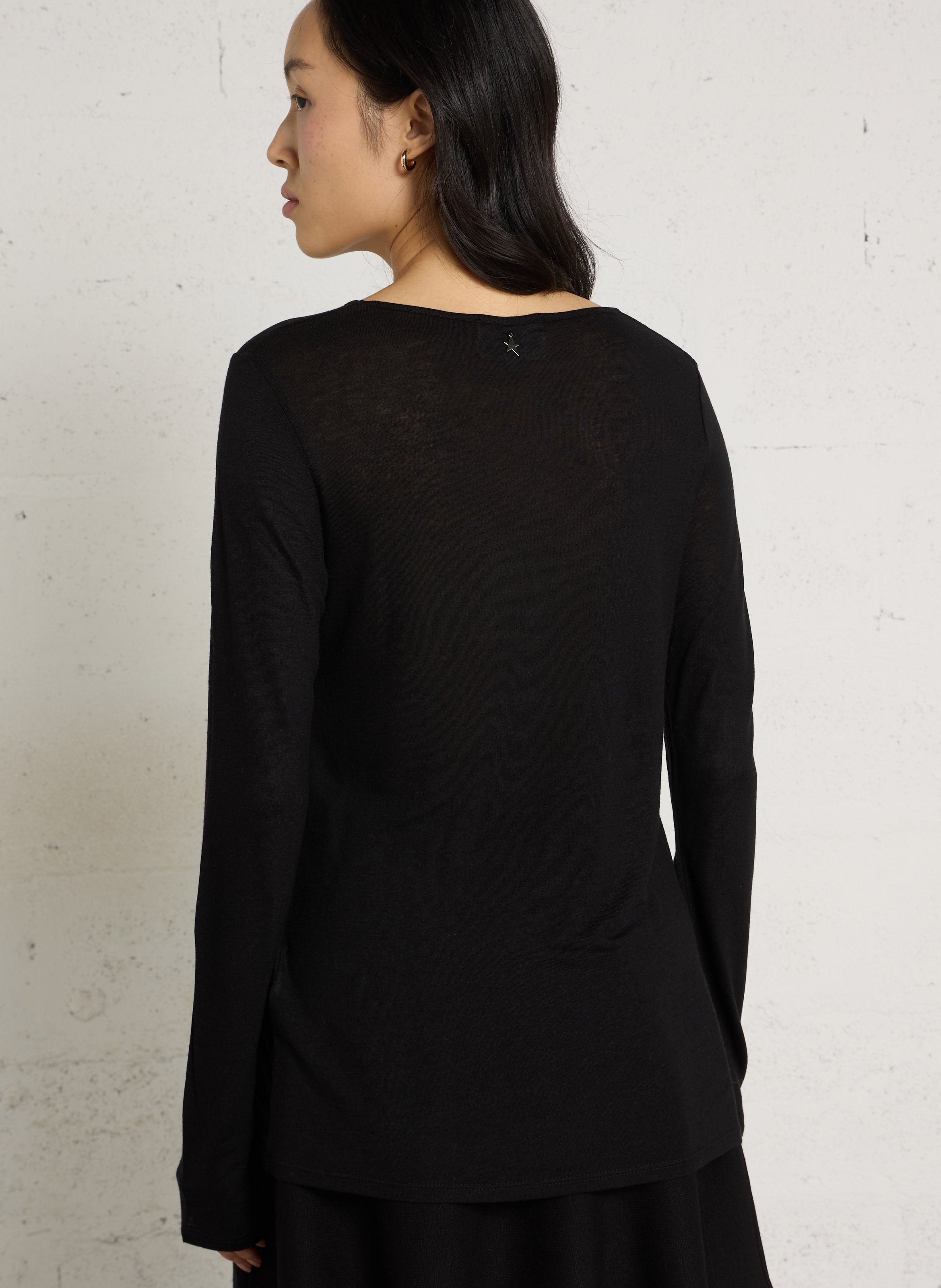 Tee-shirt droit fluide manches longues SUD EXPRESS Noir