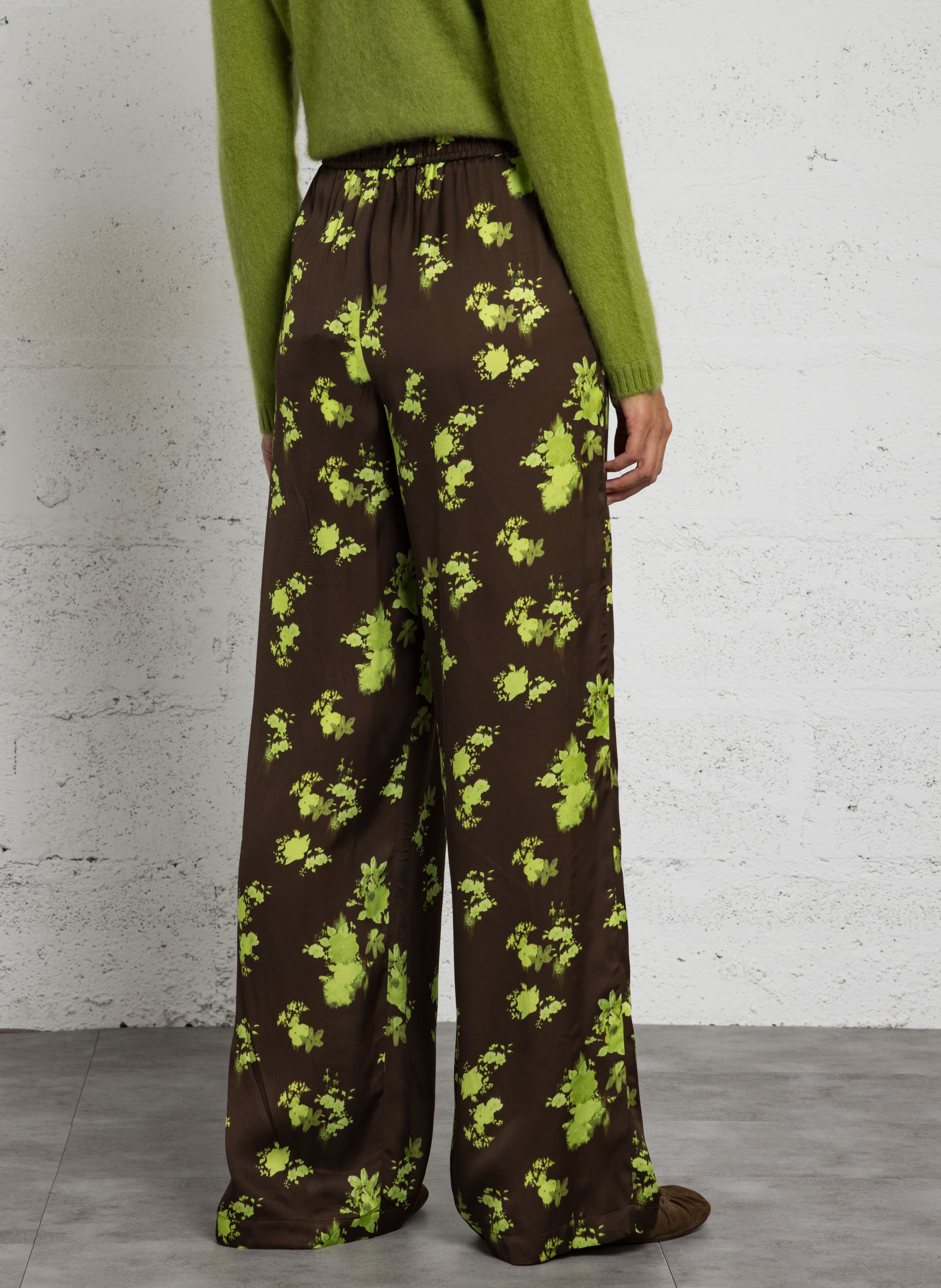 Pantalon ample imprimé en satin IKKS Vert