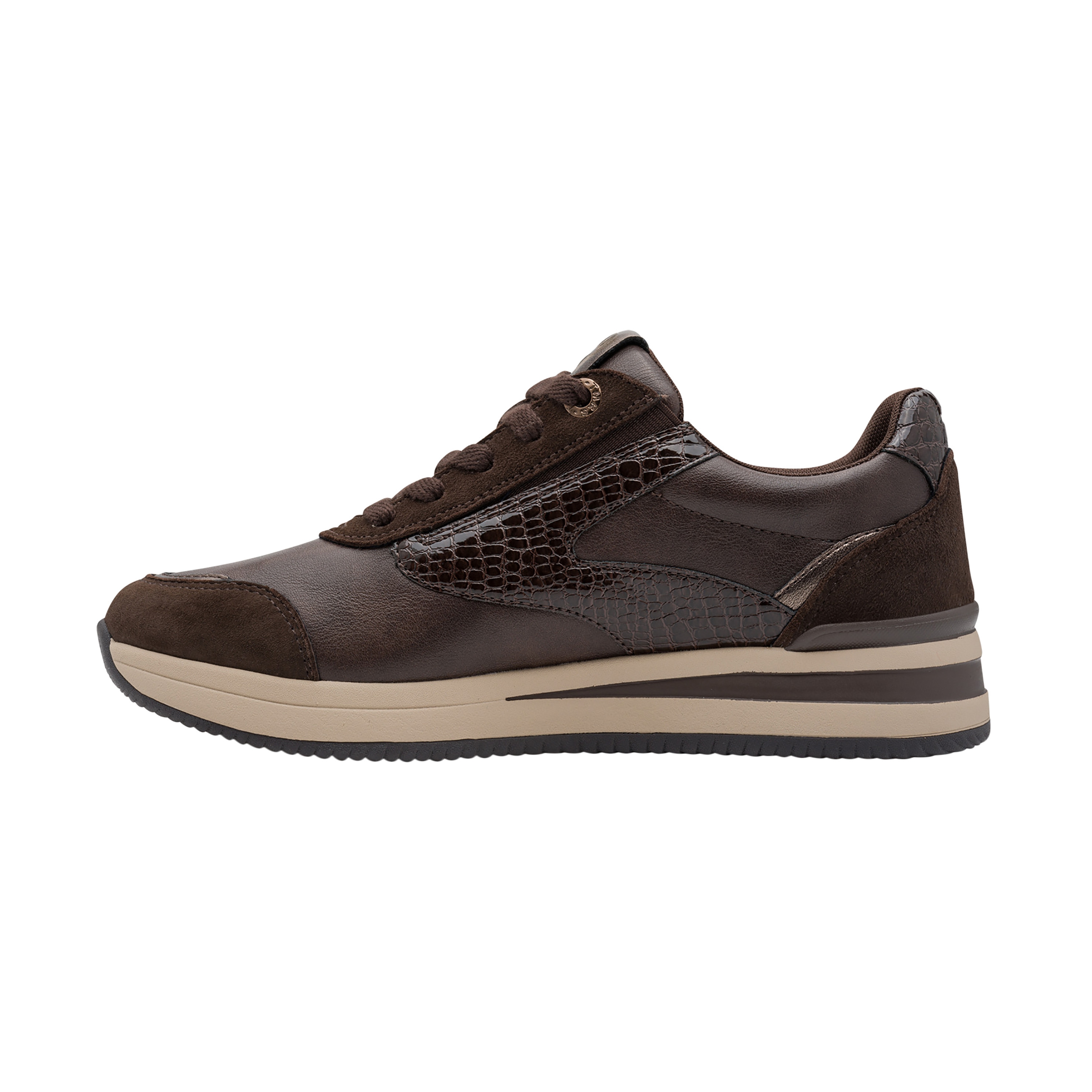 Leather trainers TAMARIS Brown