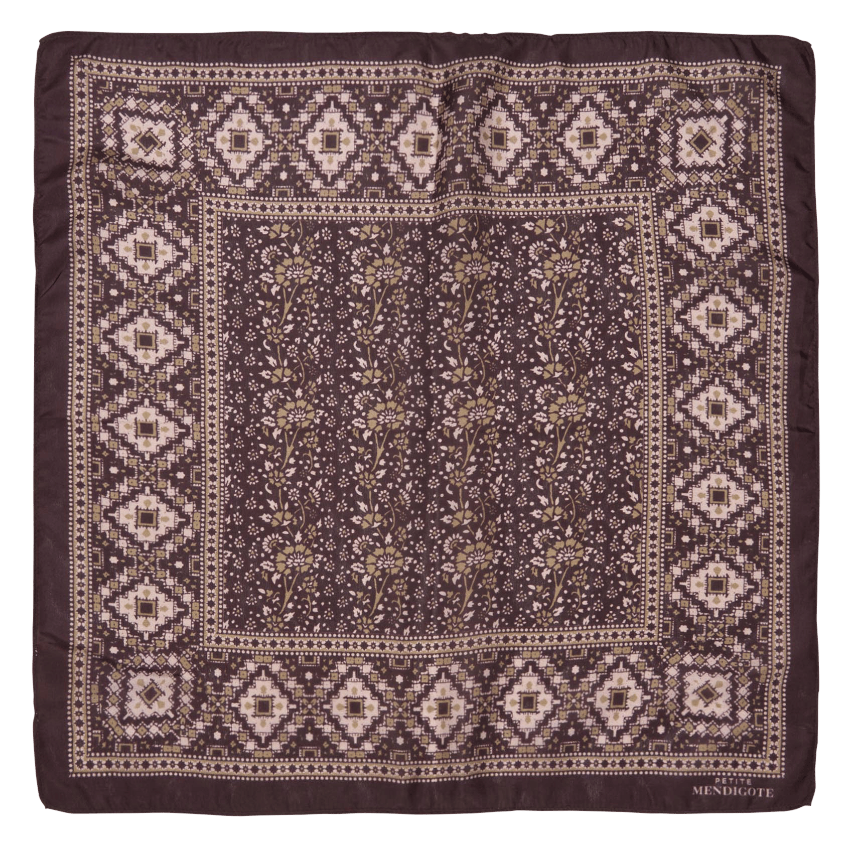Foulard carré imprimé fleuri en soie PETITE MENDIGOTE