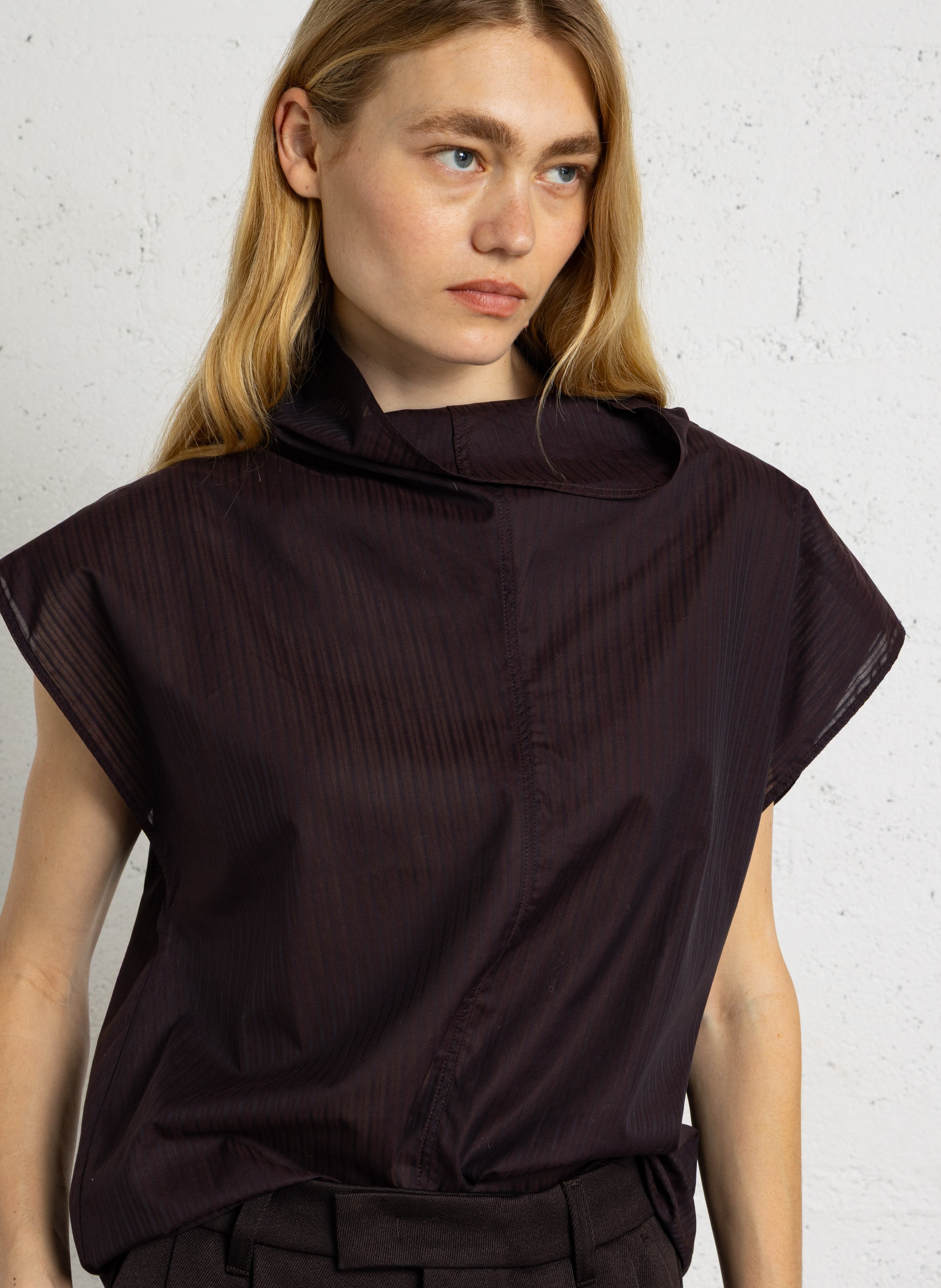 Short-sleeved cotton blouse SOEUR Brown