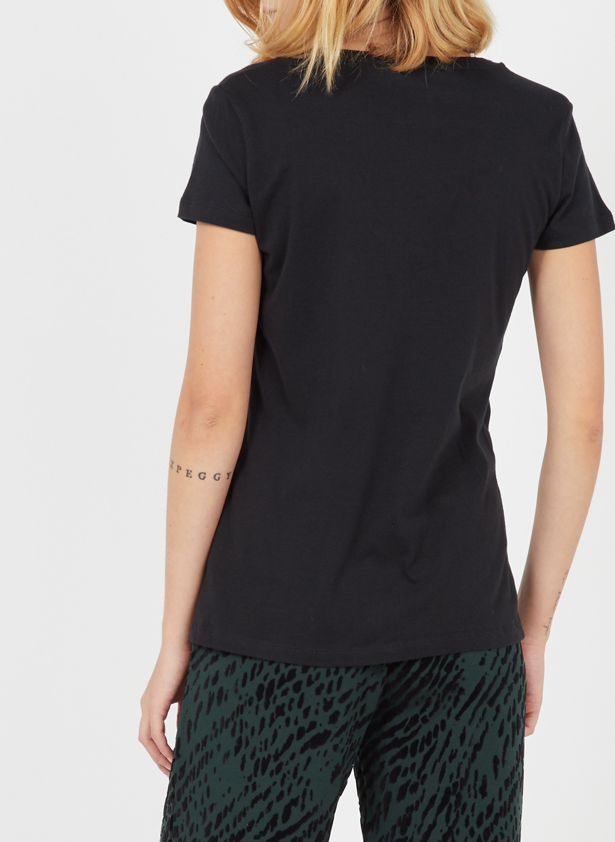 Tee-shirt col V en coton MAJESTIC FILATURES Noir