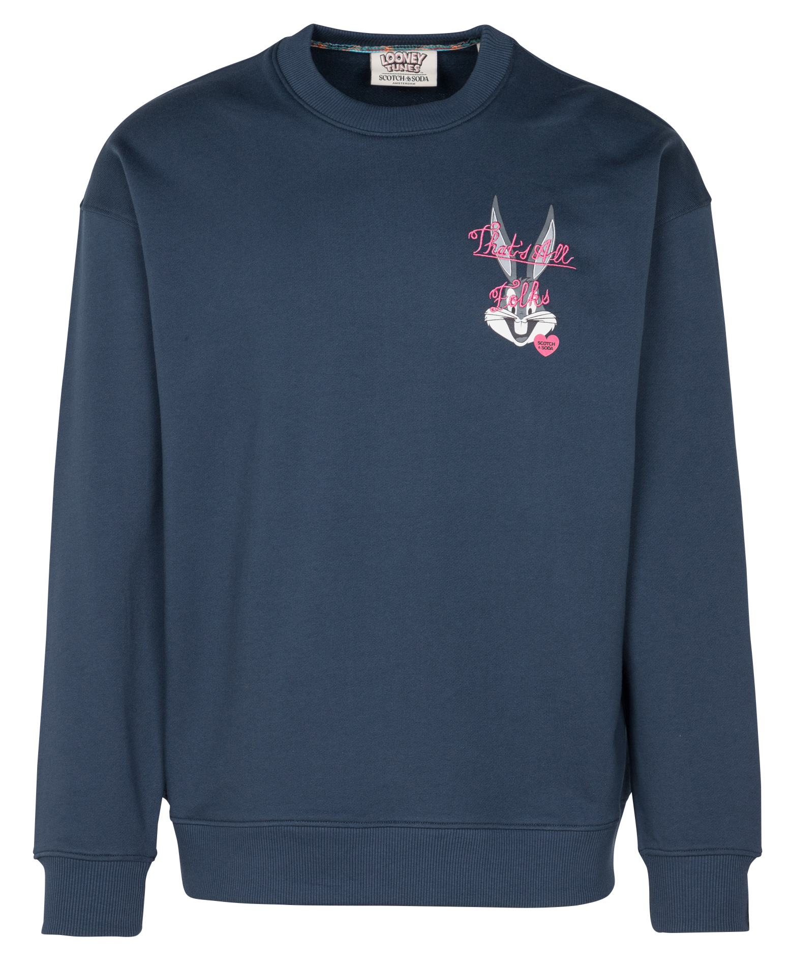 Regular-fit sweater van biokatoen met ronde hals en borduursel | Scotch & Soda x Looney Tunes SCOTCH AND SODA Blauw