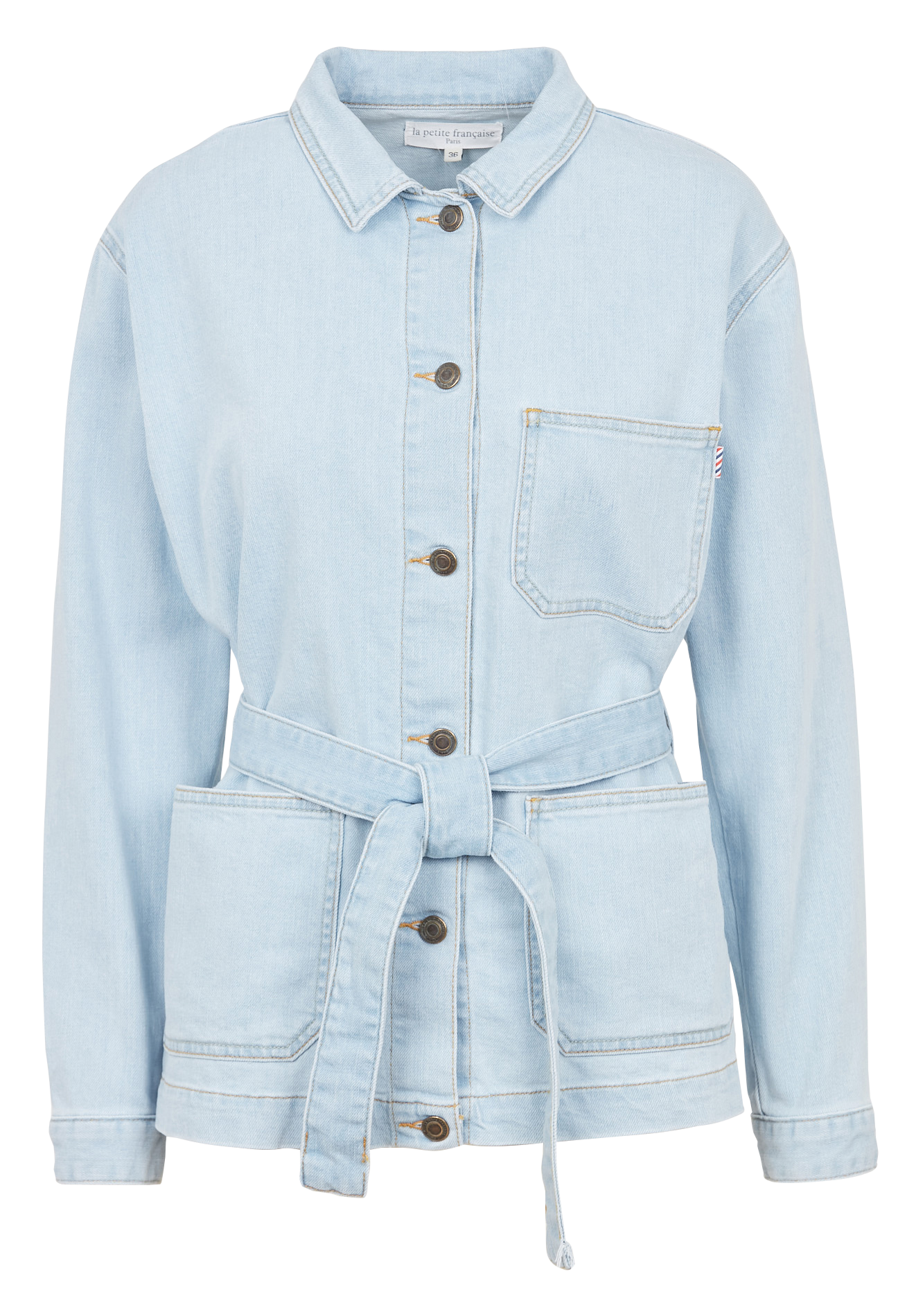 Cotton-blend denim jacket with classic collar LA PETITE FRANCAISE Faded jeans
