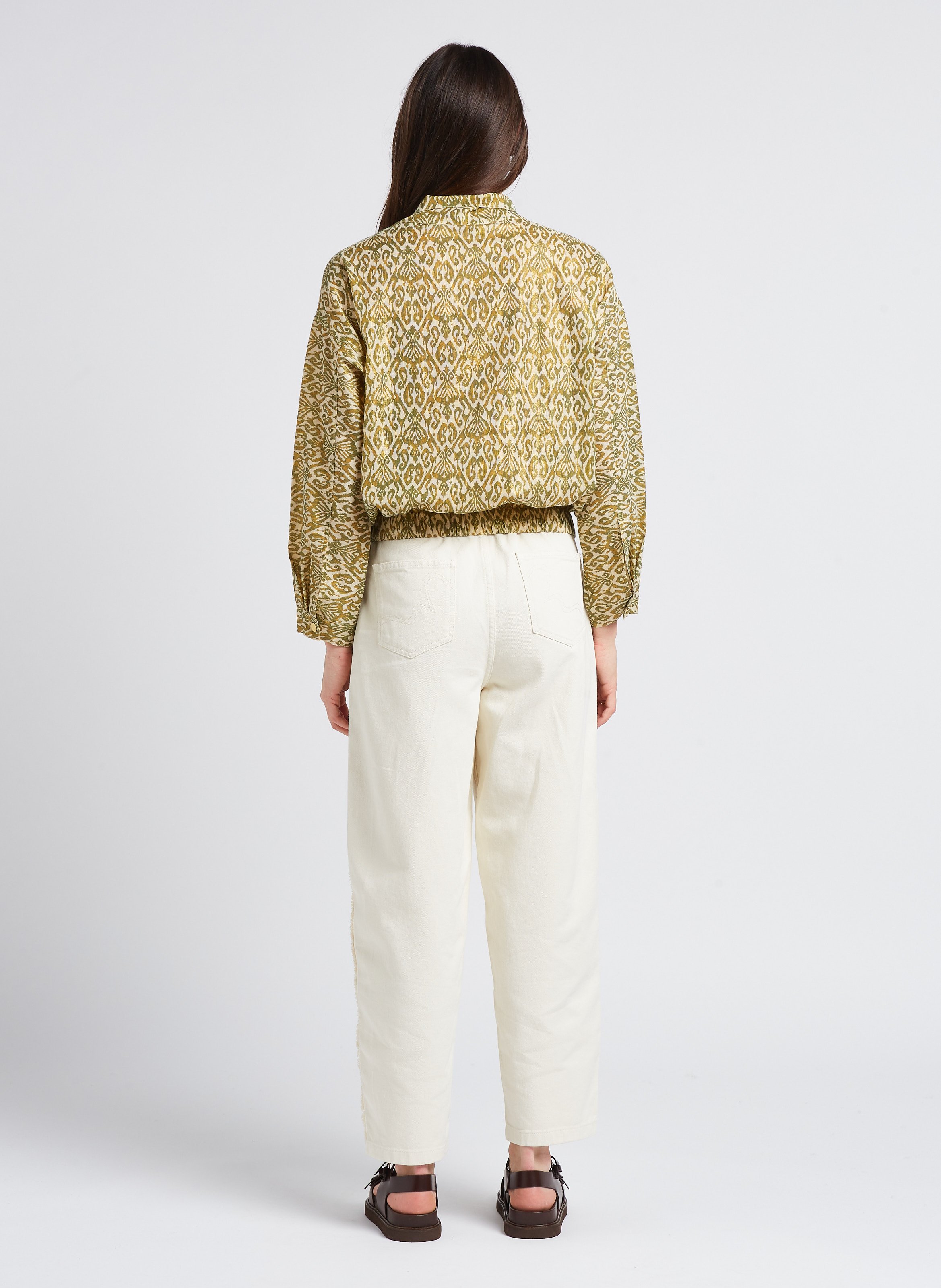 Veste droite imprimée à col montant en coton LA PETITE ETOILE Kaki