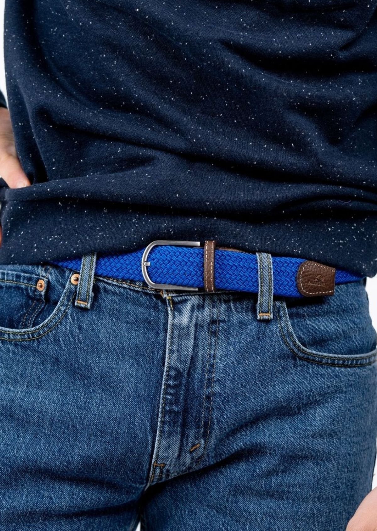 Solid Elastic Braided Belt BILLYBELT Blue