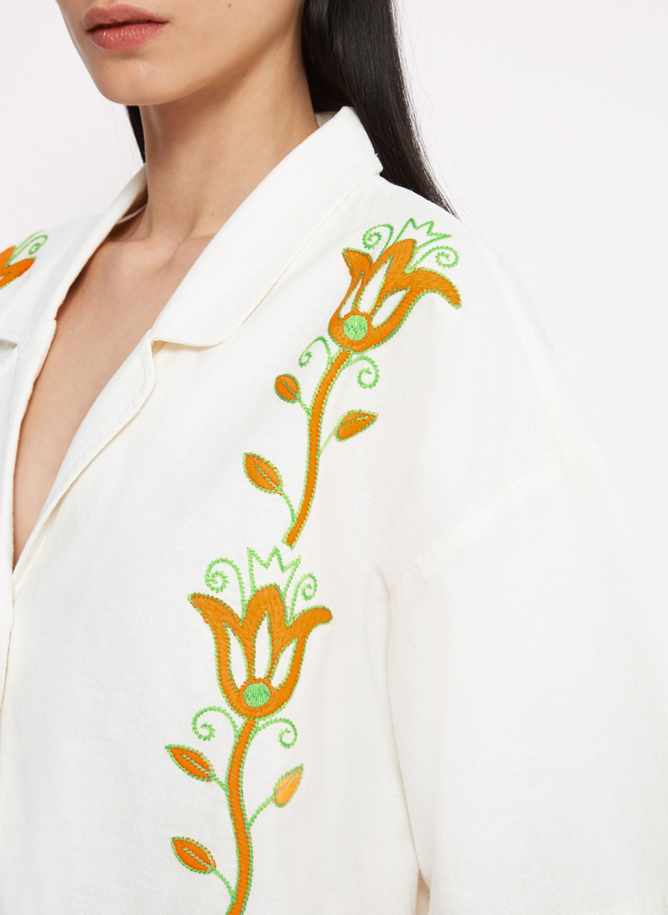 Chemise oversize en coton brodé ROSEANNA Beige