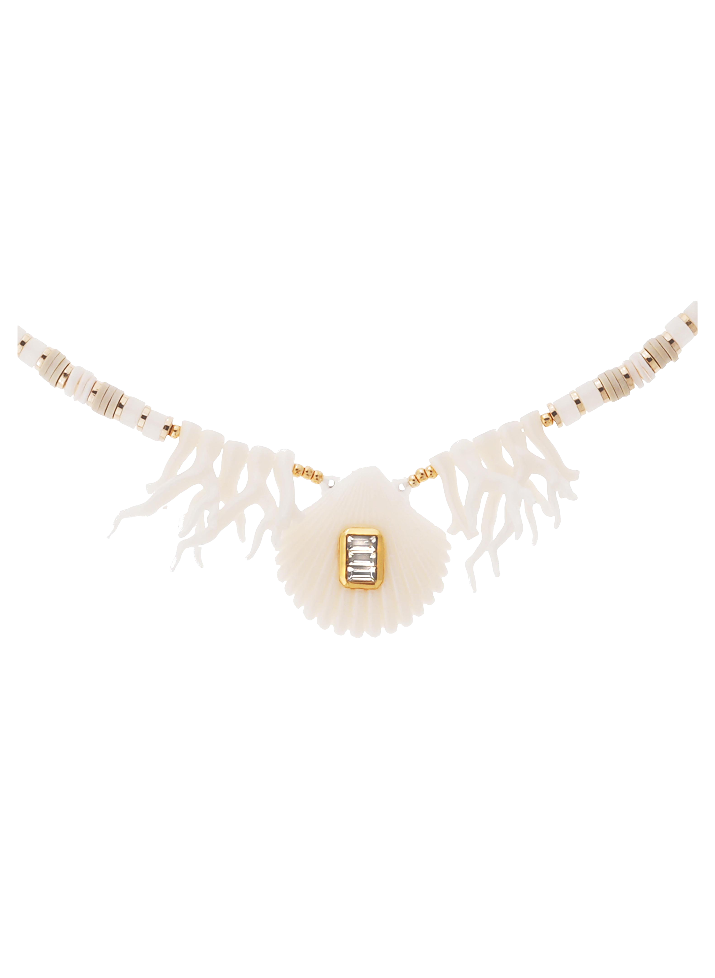 Necklace with central pendant beads HIPANEMA White