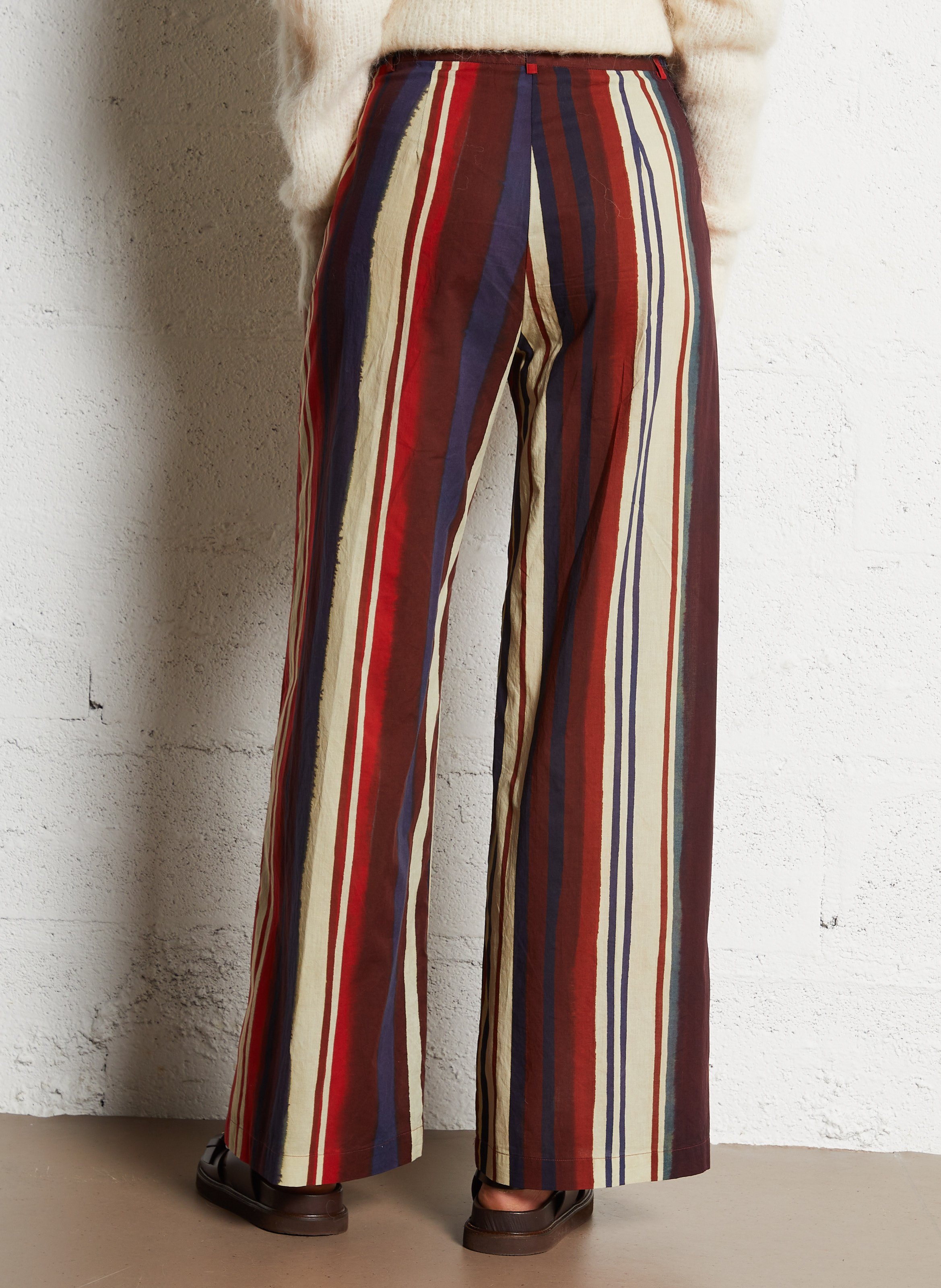 Pantalon large taille haute en coton DIEGA Violet