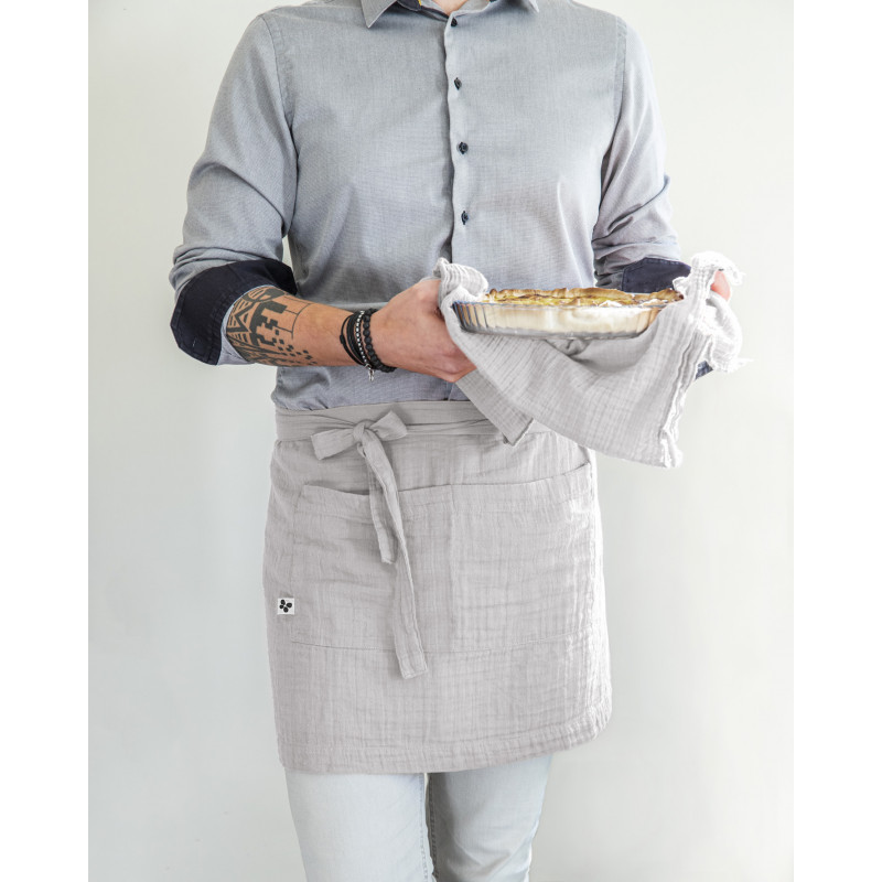 Chef apron in cotton gauze L'EFFET PAPILLON Grey