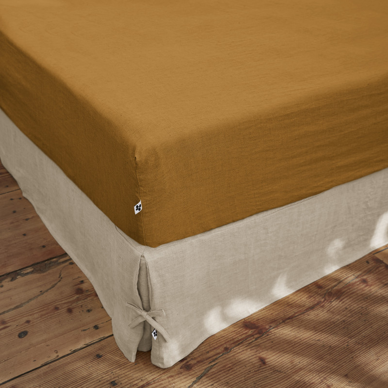 Fitted sheet "soline" all sizes washed linen L'EFFET PAPILLON