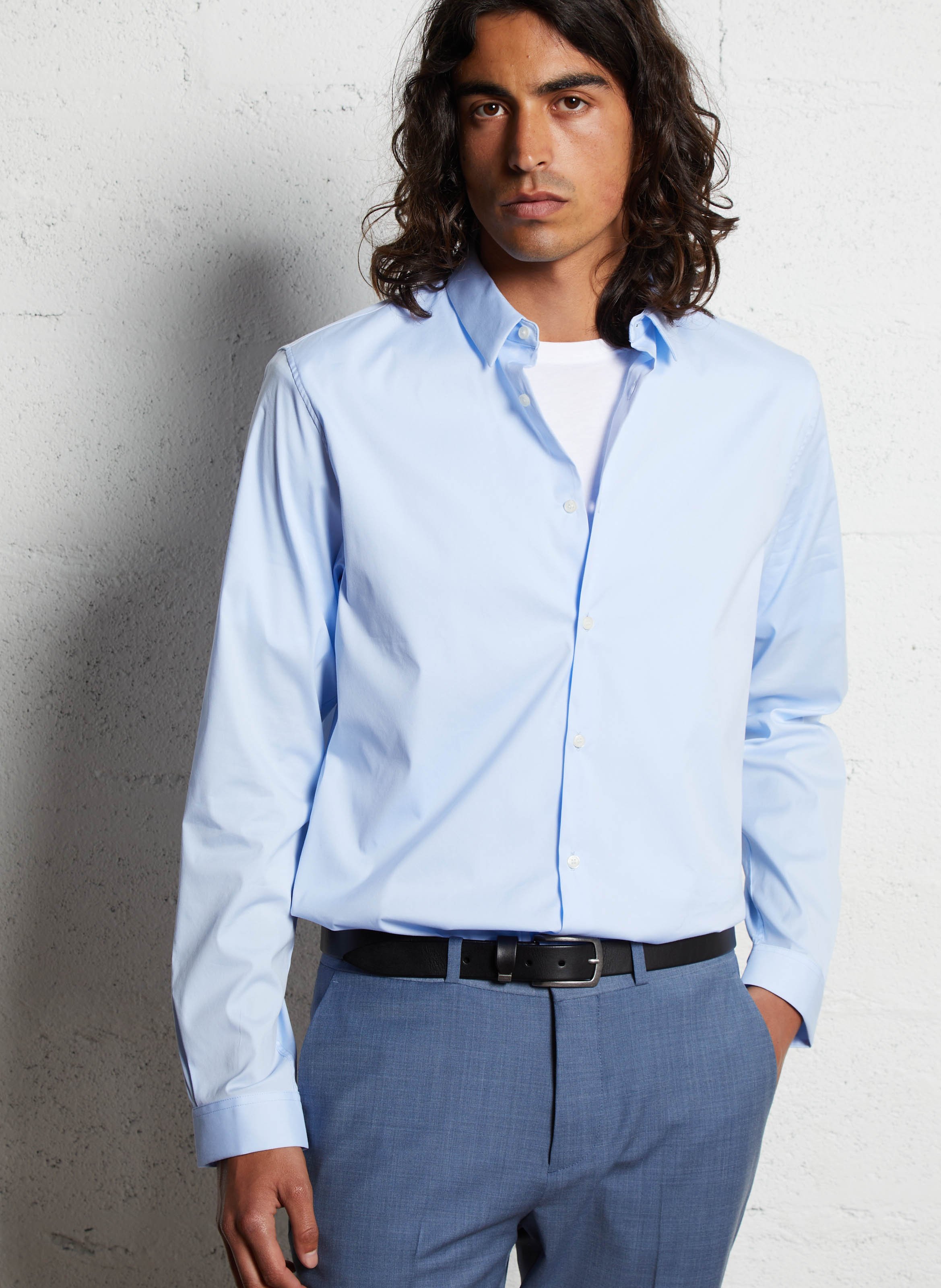 Chemise col classique manches contrastantes en coton IKKS