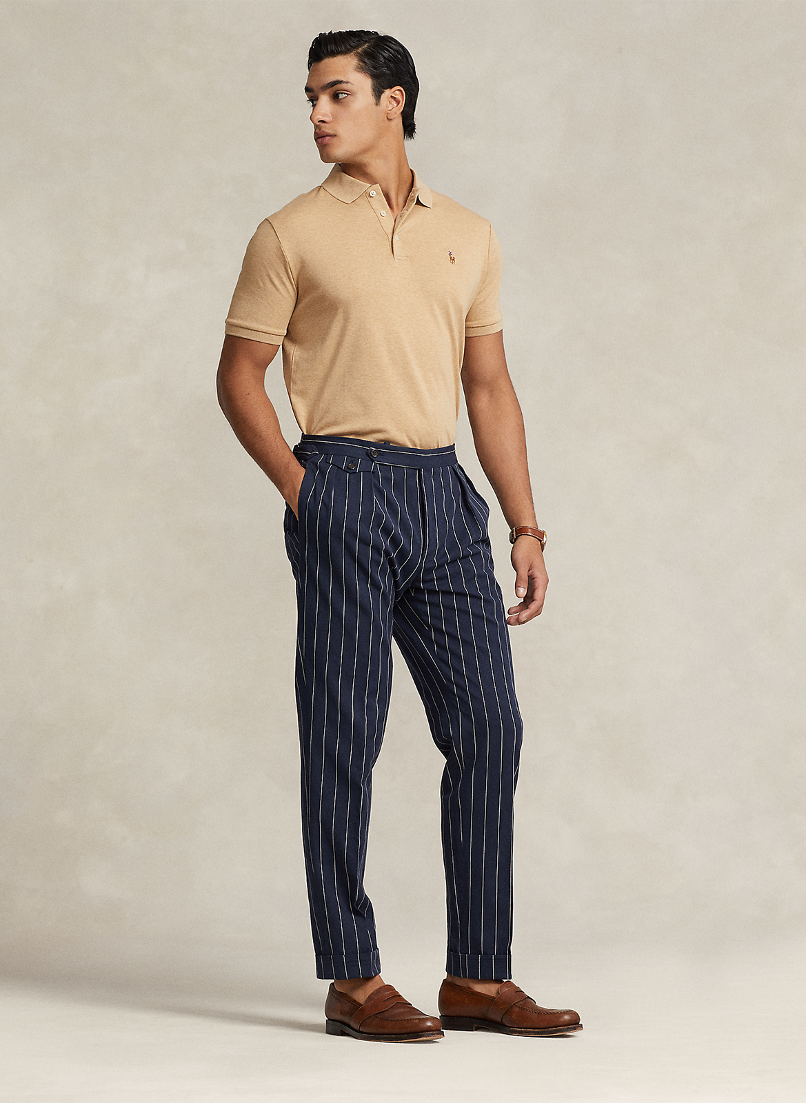 Baumwoll-Poloshirt - tailliert, kurzärmlig POLO RALPH LAUREN Beige