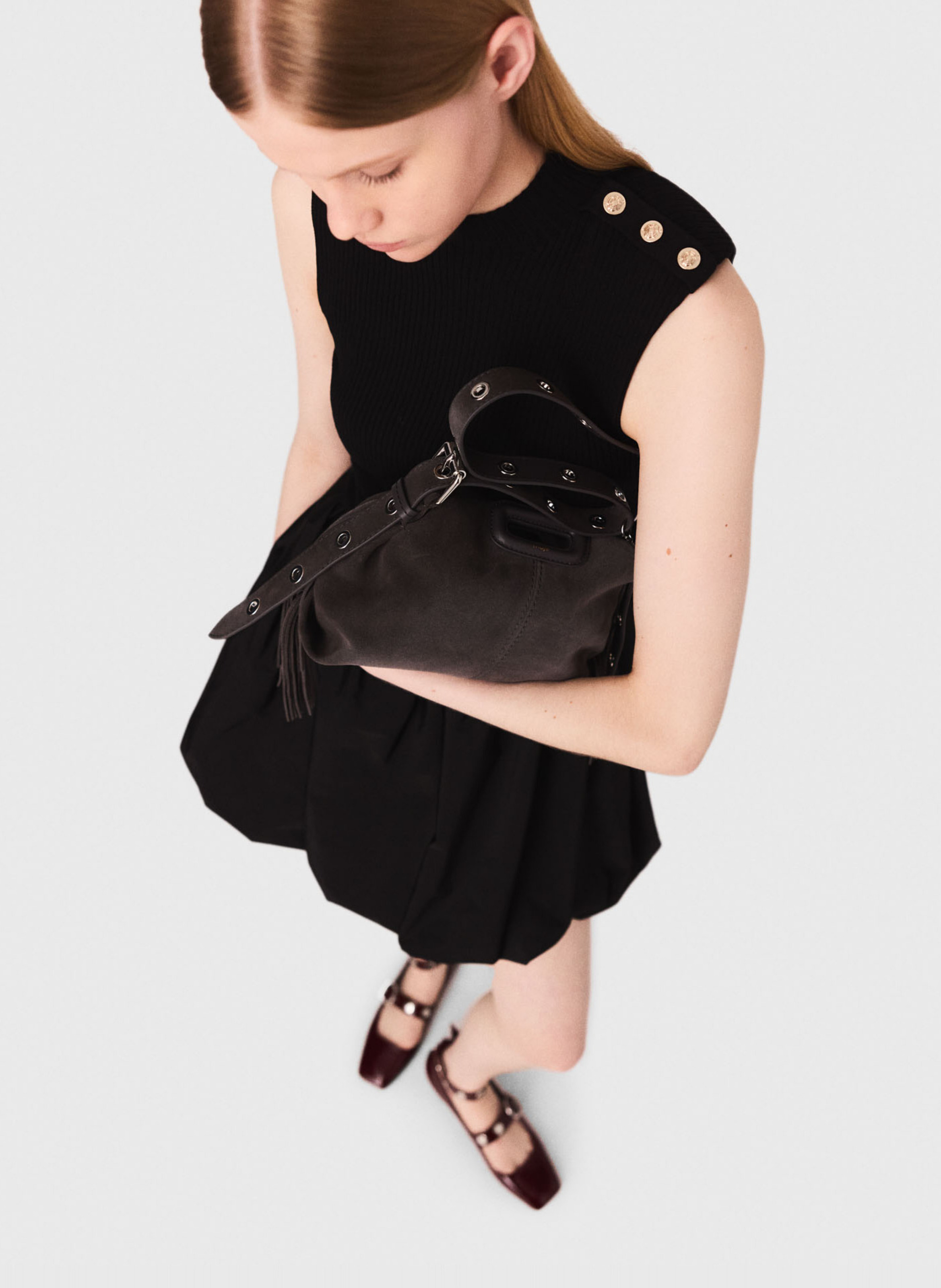 Robe courte à col montant  MAJE Noir