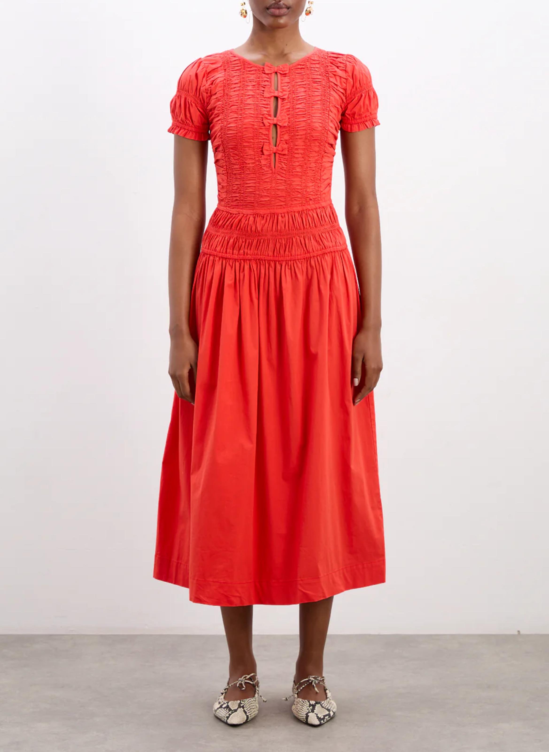 Cotton-blend midi dress DAMSON MADDER Brown